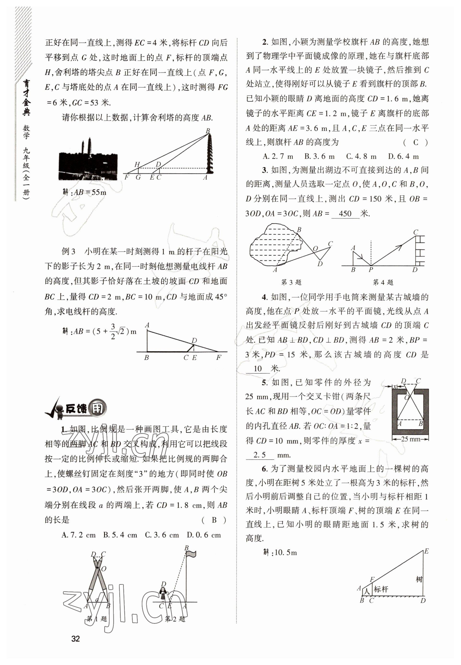 2022年育才金典九年級(jí)數(shù)學(xué)全一冊(cè)北師大版 參考答案第32頁(yè)