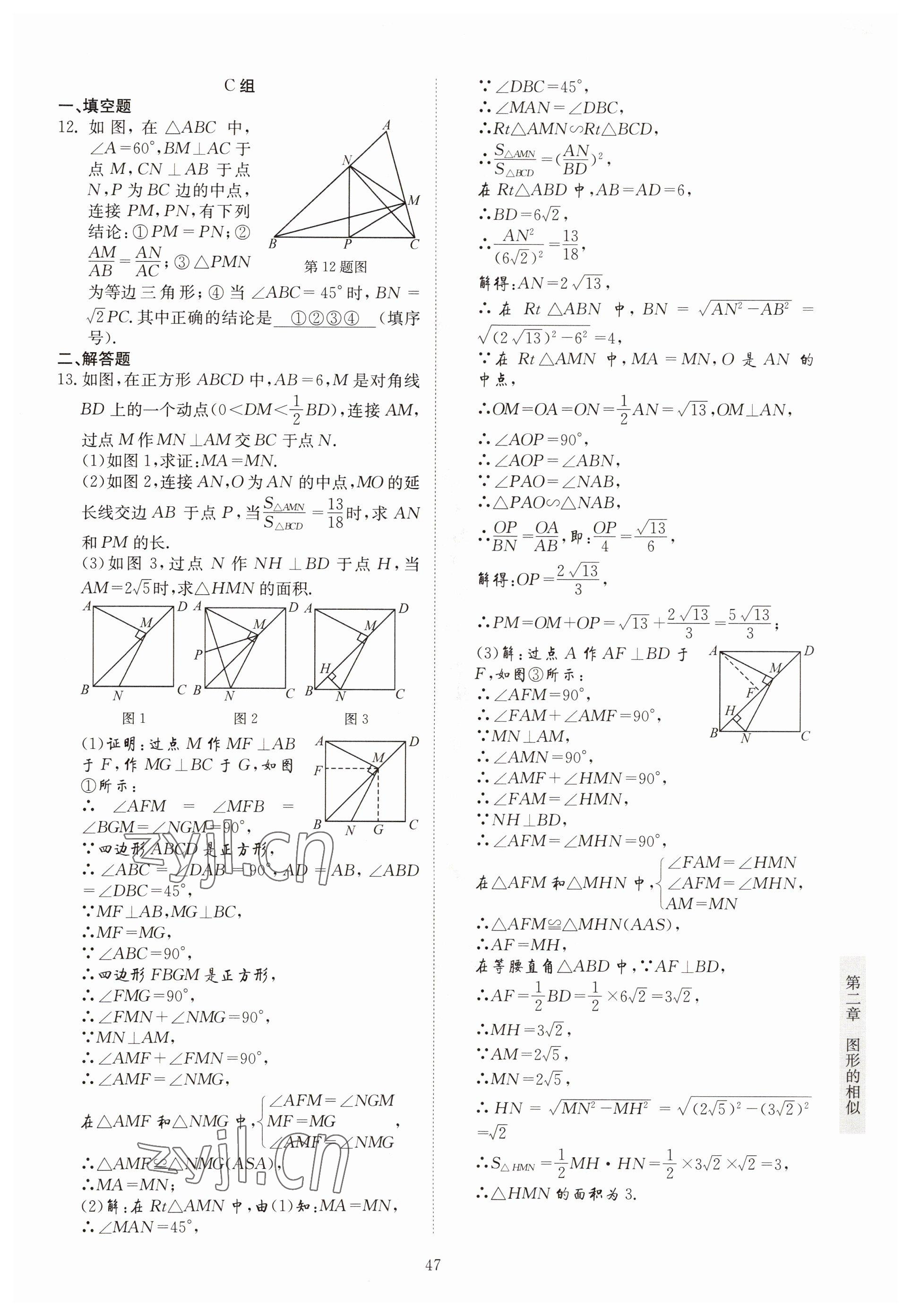 2022年金典训练九年级数学全一册北师大版 参考答案第42页