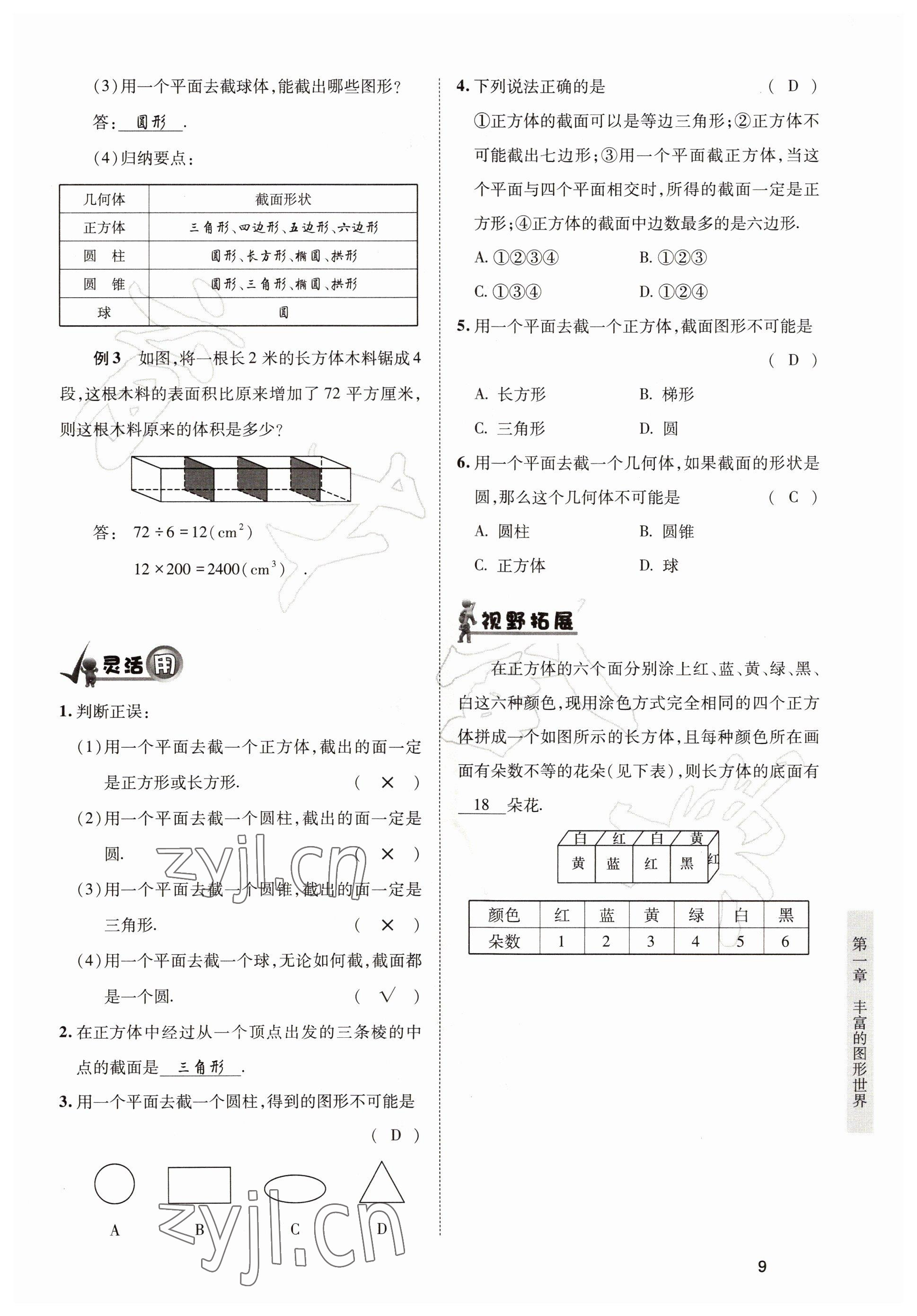 2022年育才金典七年級數(shù)學(xué)上冊北師大版 參考答案第9頁