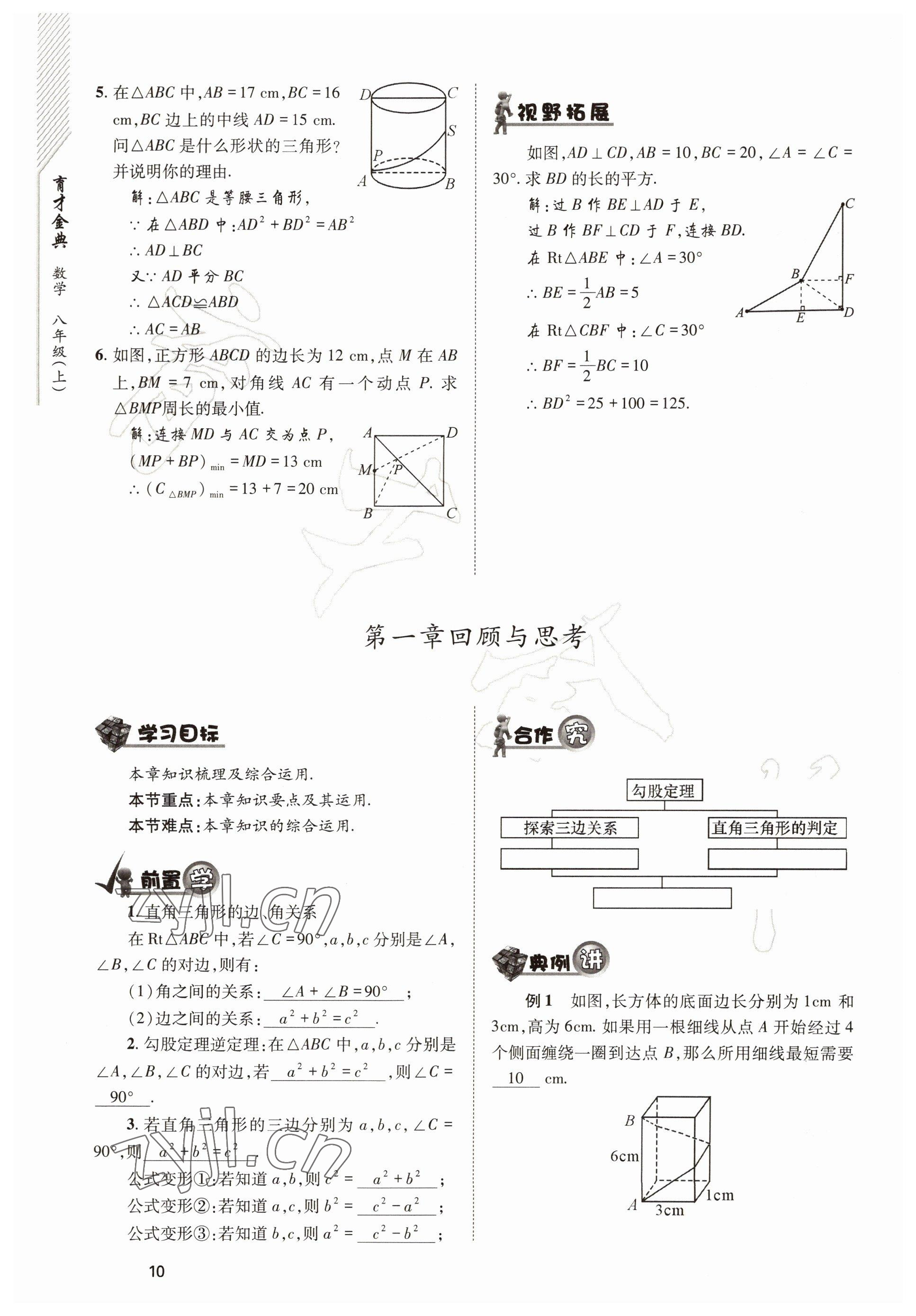 2022年育才金典八年級(jí)數(shù)學(xué)上冊(cè)北師大版 參考答案第10頁