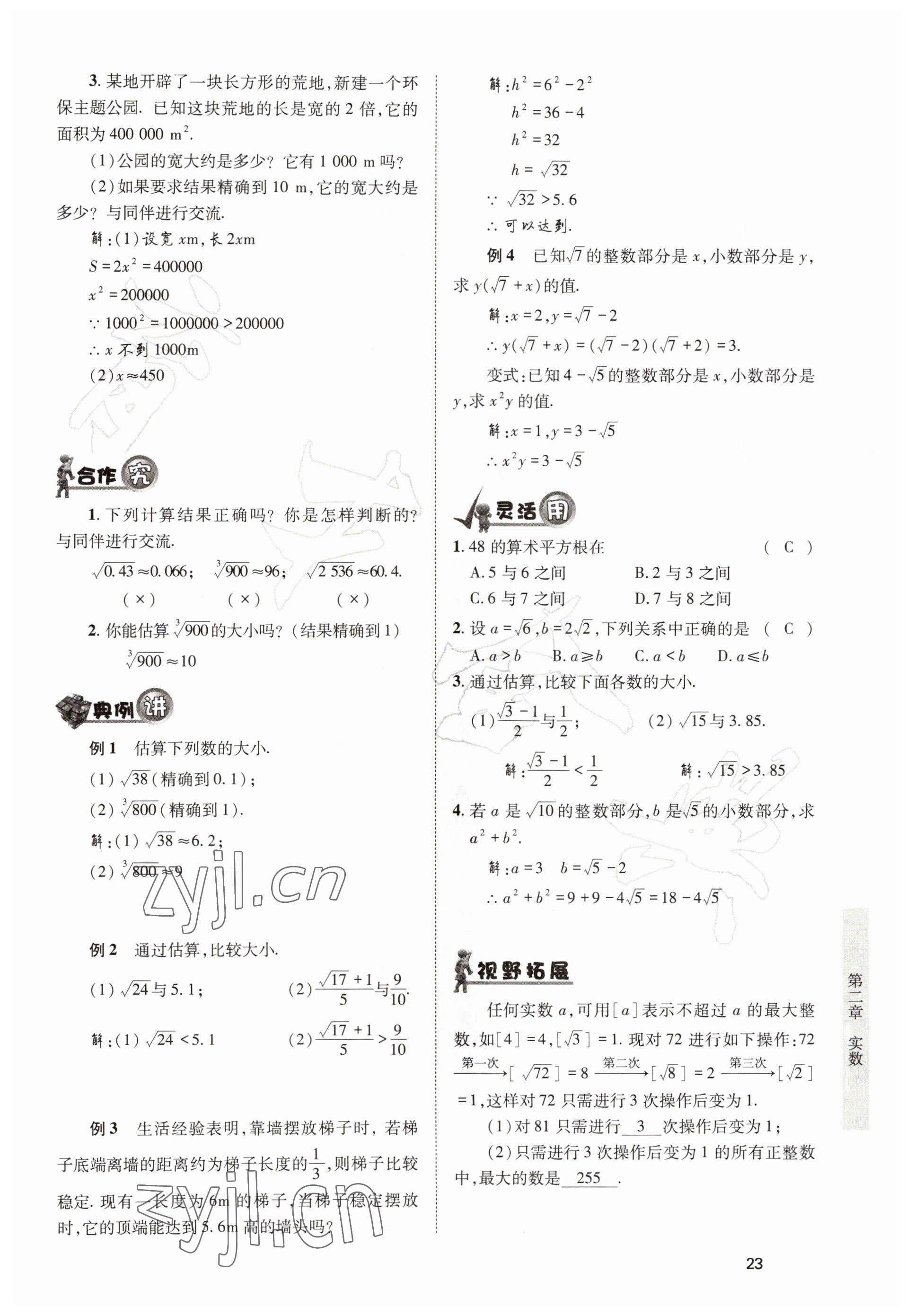 2022年育才金典八年级数学上册北师大版 参考答案第23页