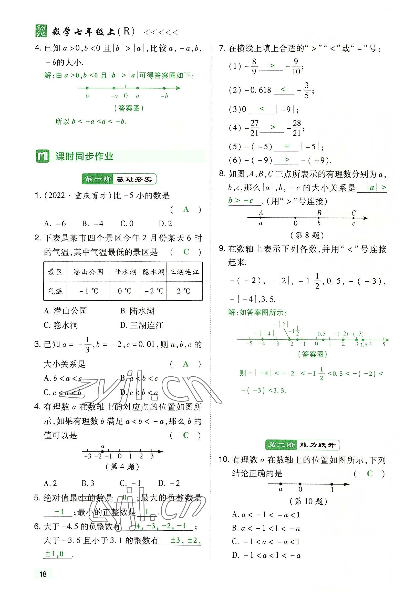 2022年高分突破課時(shí)達(dá)標(biāo)講練測(cè)七年級(jí)數(shù)學(xué)上冊(cè)人教版 參考答案第18頁