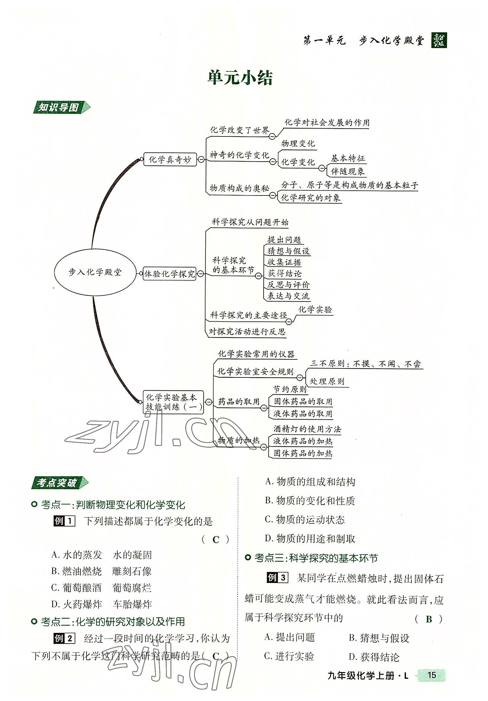 2022年高分突破課時達(dá)標(biāo)講練測九年級化學(xué)上冊魯教版 參考答案第20頁