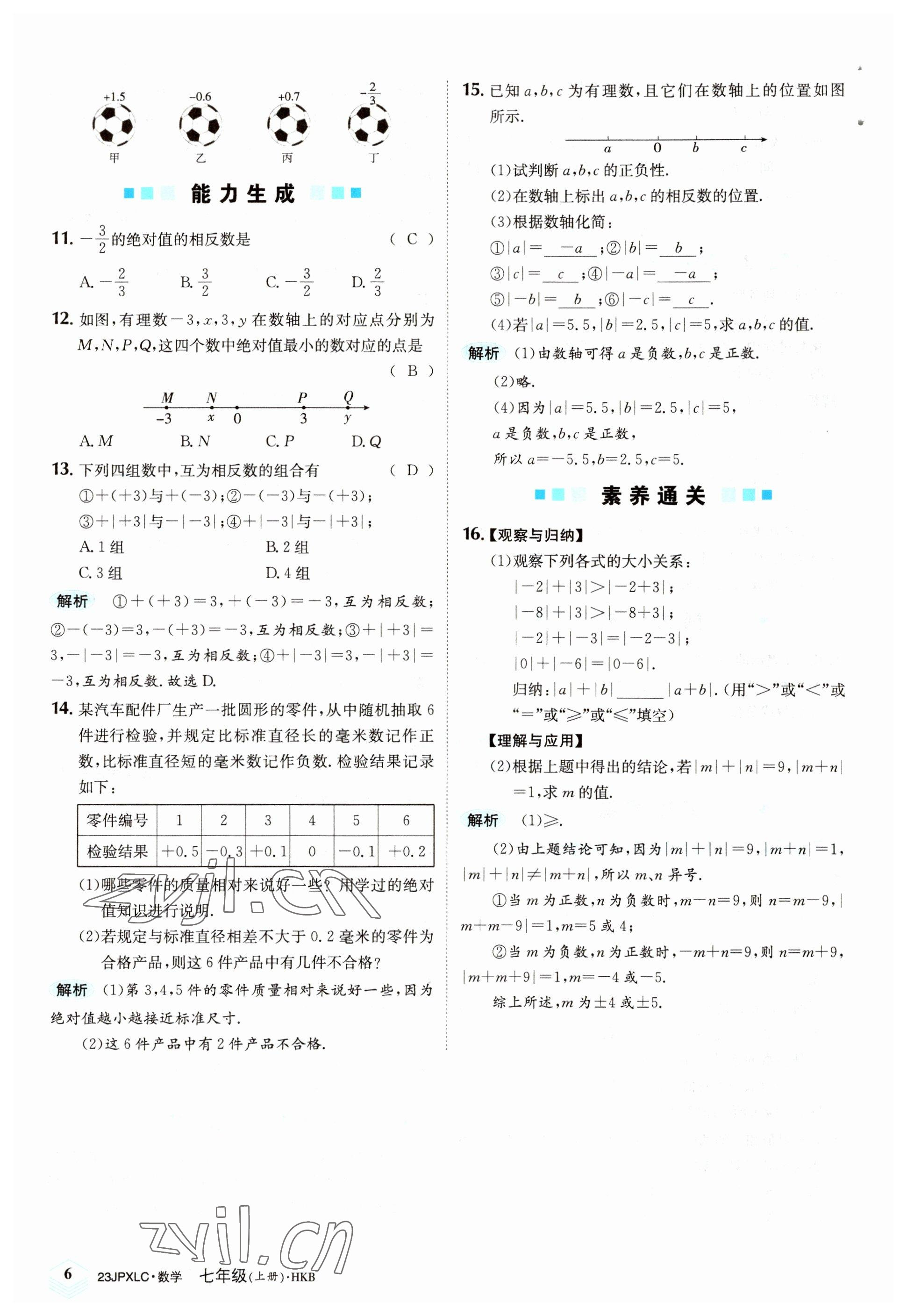 2022年金牌學(xué)練測七年級數(shù)學(xué)上冊滬科版 參考答案第6頁