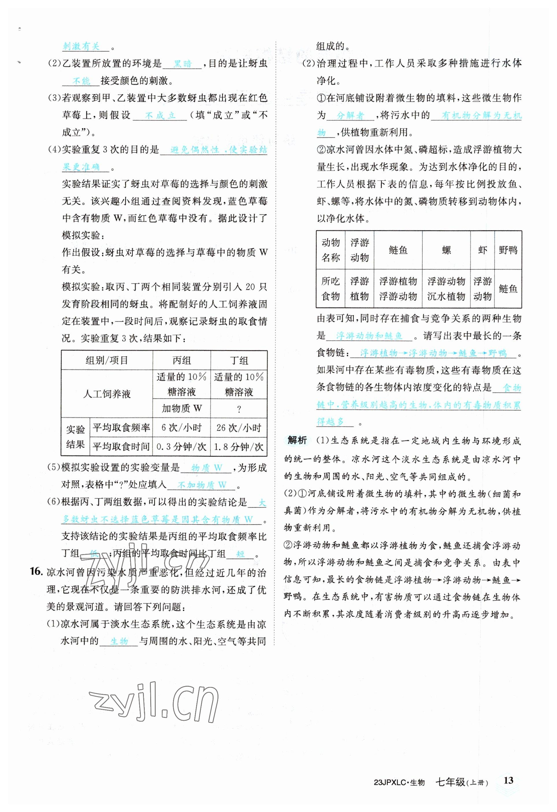 2022年金牌學(xué)練測(cè)七年級(jí)生物上冊(cè)人教版 參考答案第13頁(yè)