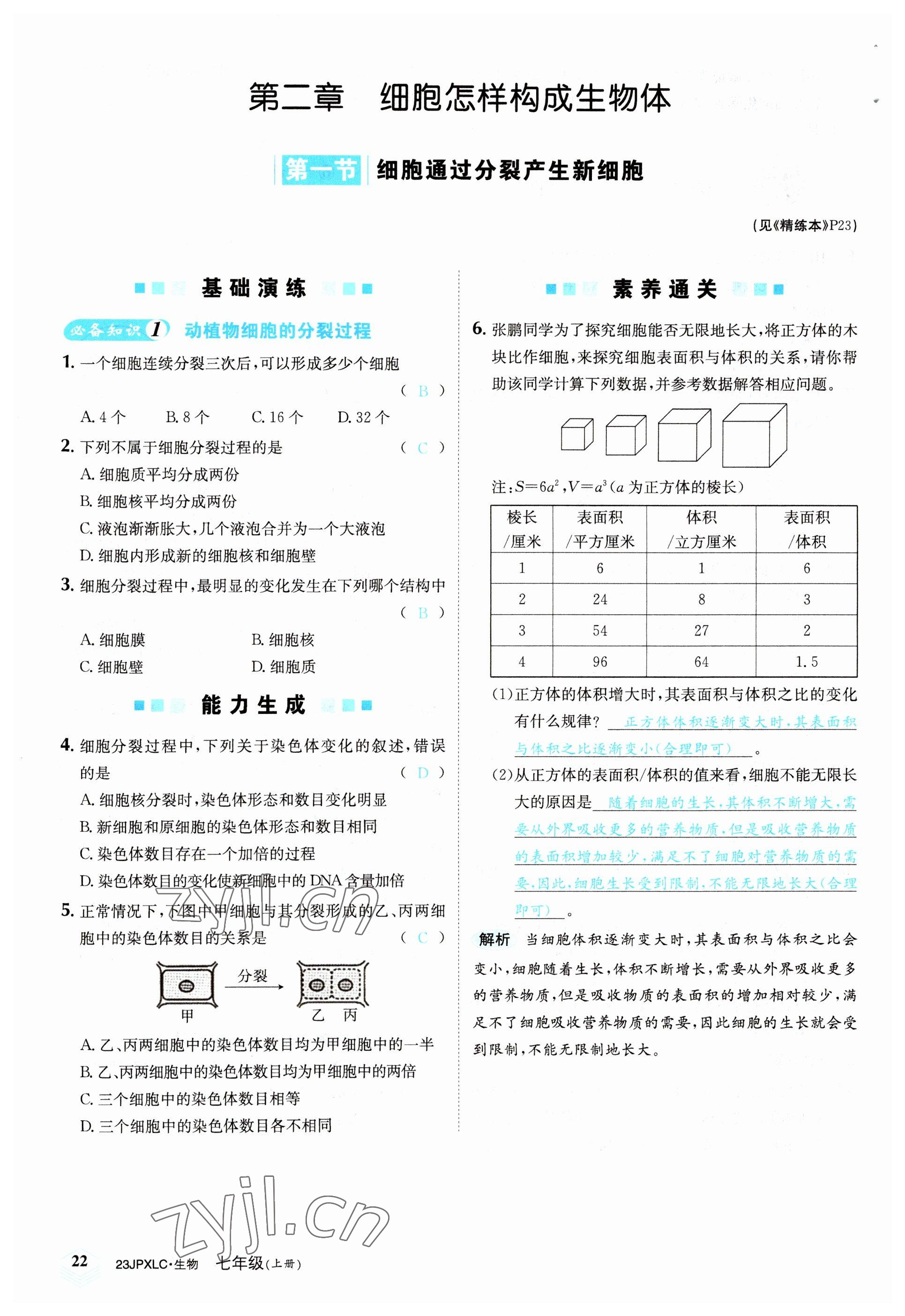 2022年金牌學(xué)練測七年級生物上冊人教版 參考答案第22頁