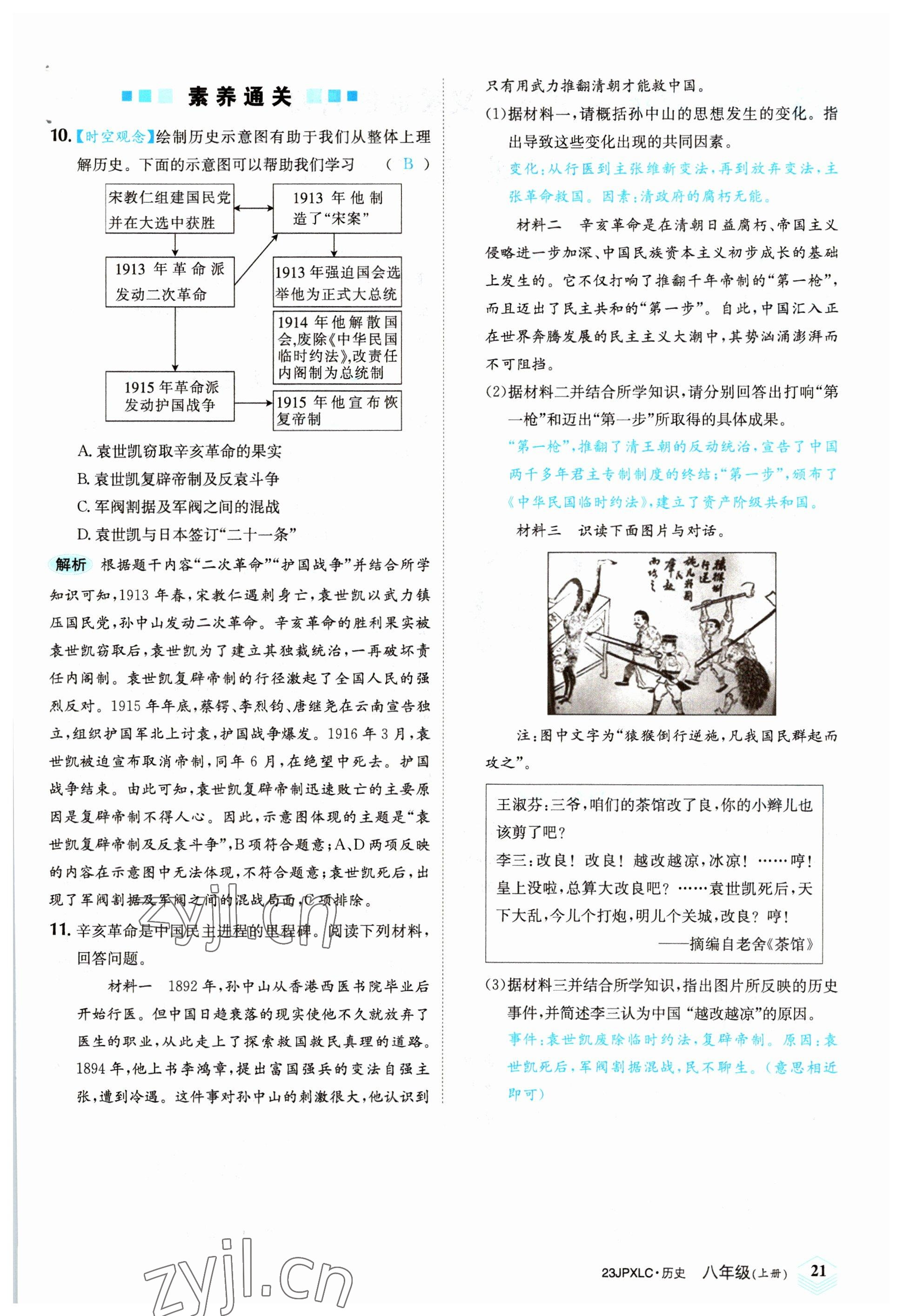 2022年金牌學練測八年級歷史上冊人教版 參考答案第21頁