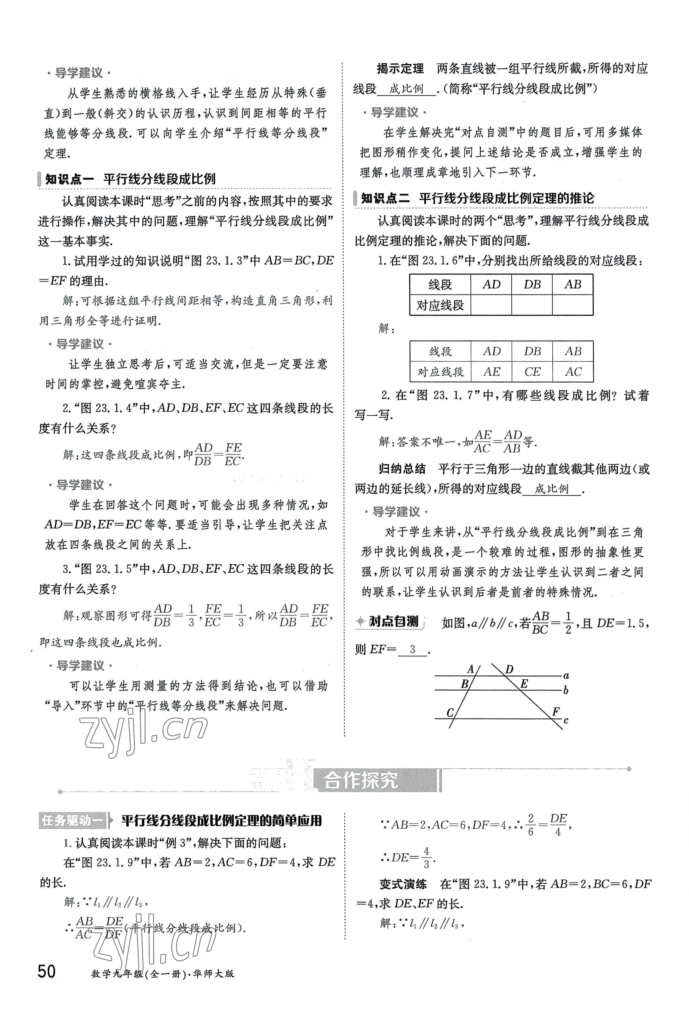 2022年金太陽導(dǎo)學(xué)案九年級數(shù)學(xué)全一冊華師大版 參考答案第50頁