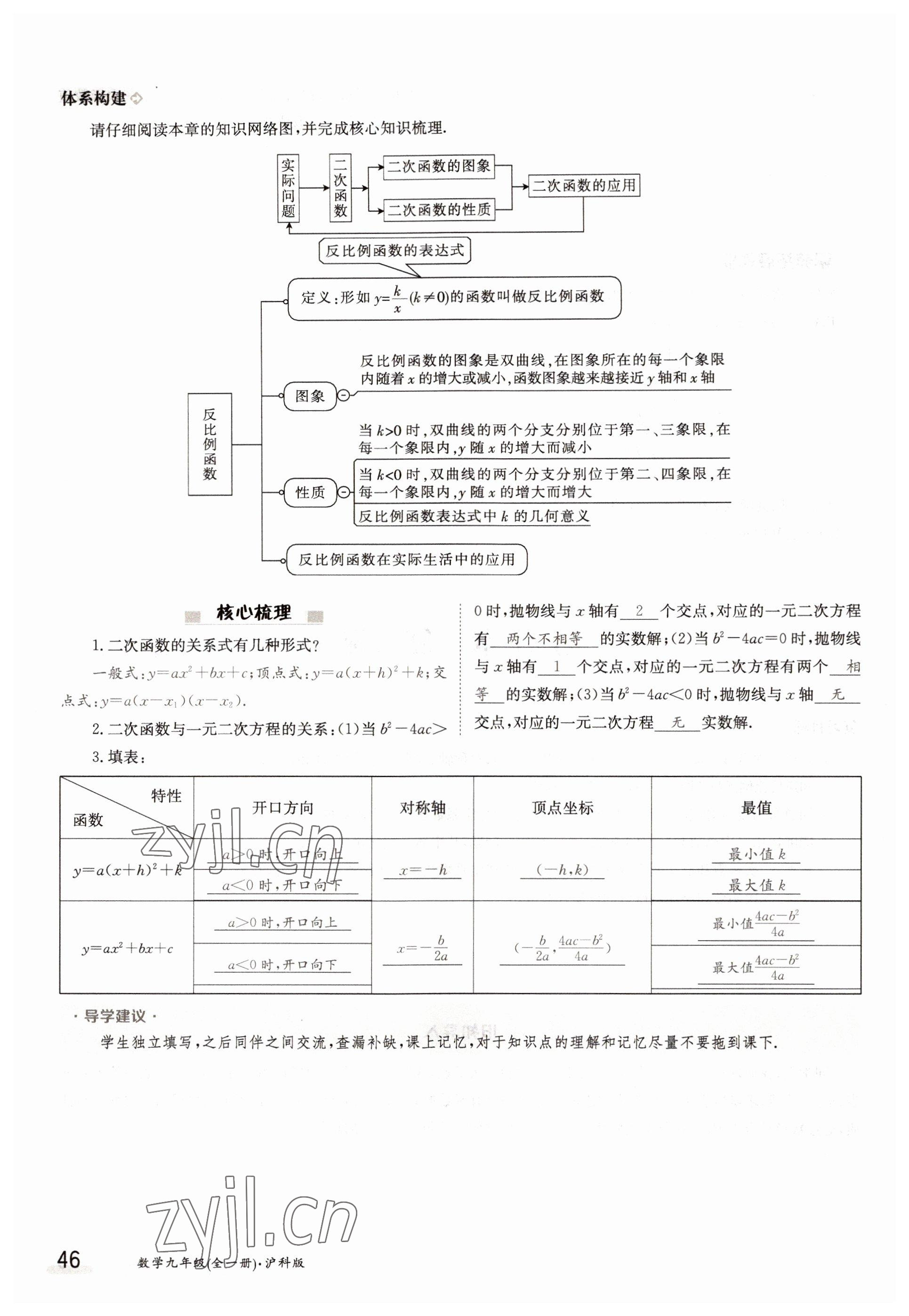 2022年金太陽導(dǎo)學(xué)案九年級(jí)數(shù)學(xué)全一冊(cè)滬科版 參考答案第46頁