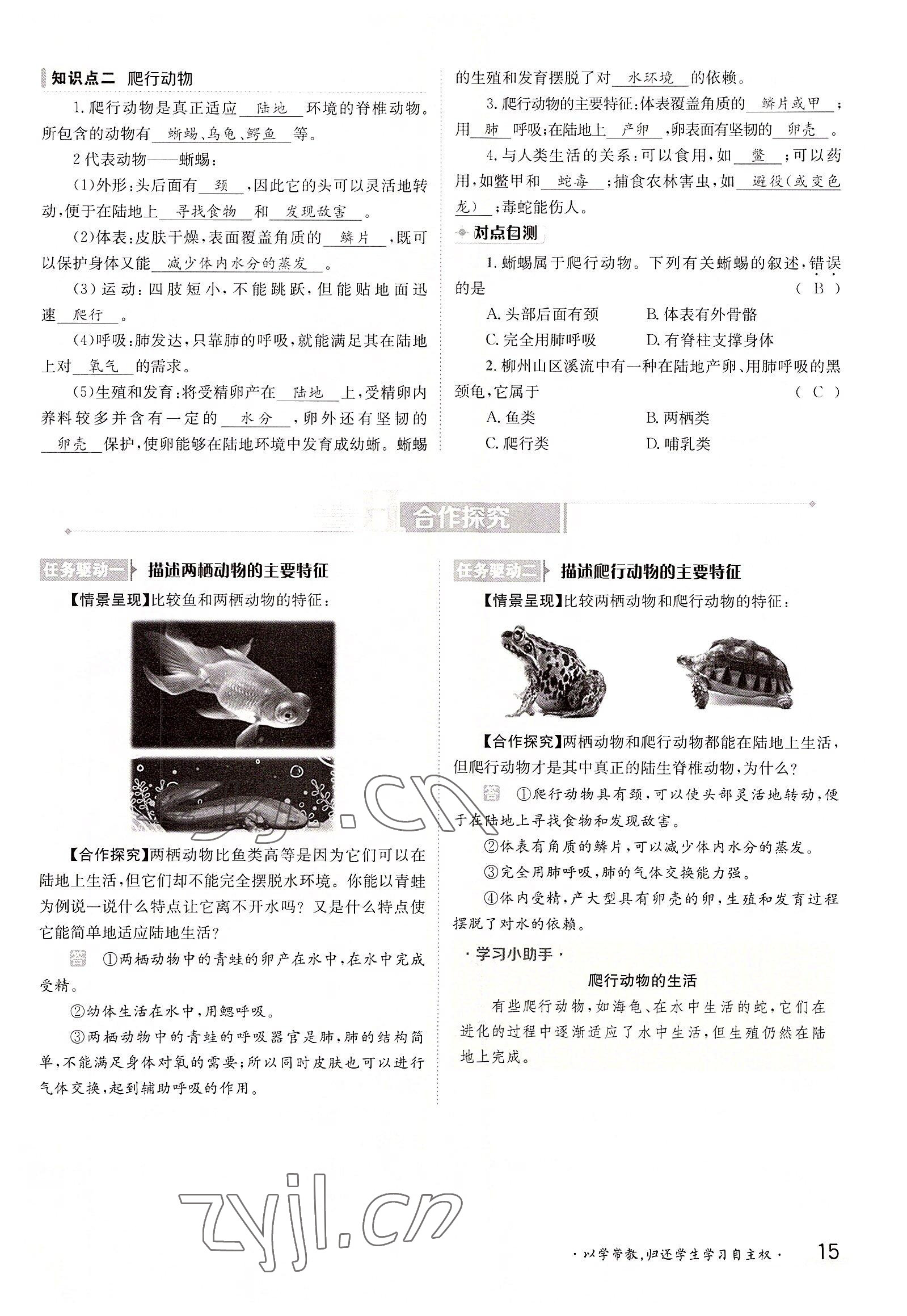 2022年金太阳导学案八年级生物上册人教版 参考答案第15页