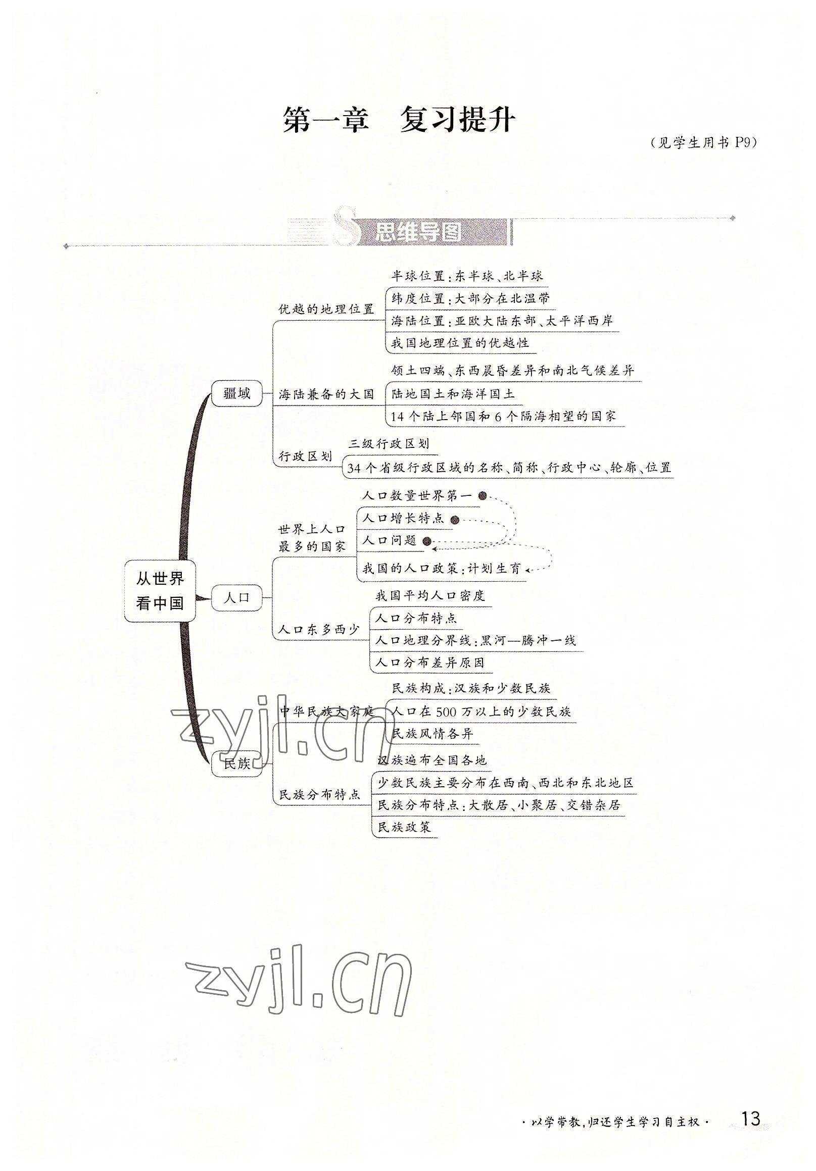 2022年金太陽(yáng)導(dǎo)學(xué)案八年級(jí)地理上冊(cè)人教版 參考答案第13頁(yè)