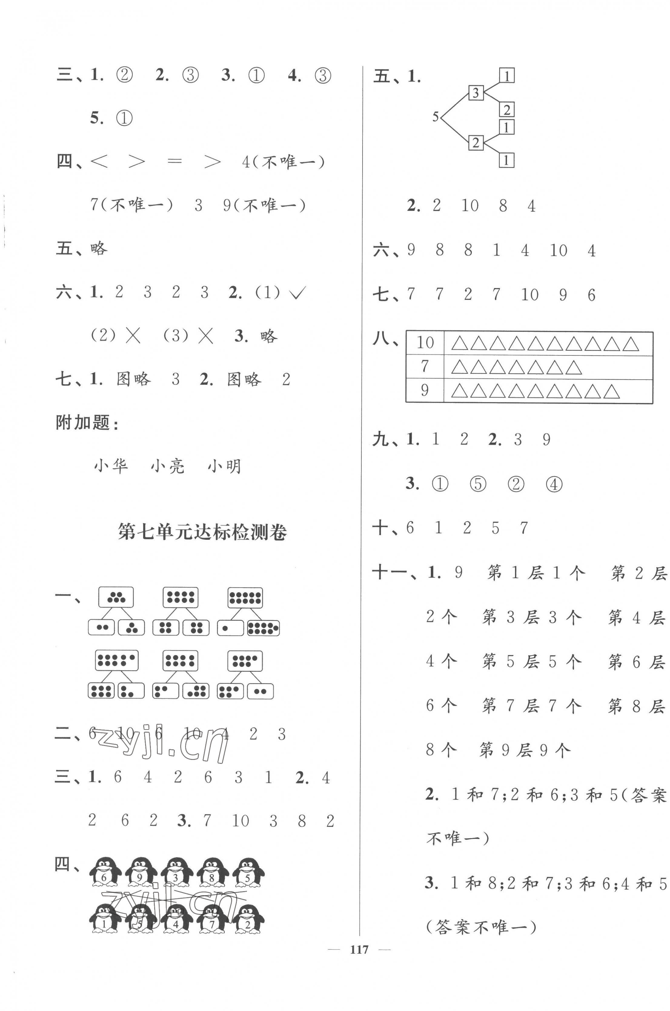 2022年江蘇好卷一年級數(shù)學上冊蘇教版 參考答案第5頁