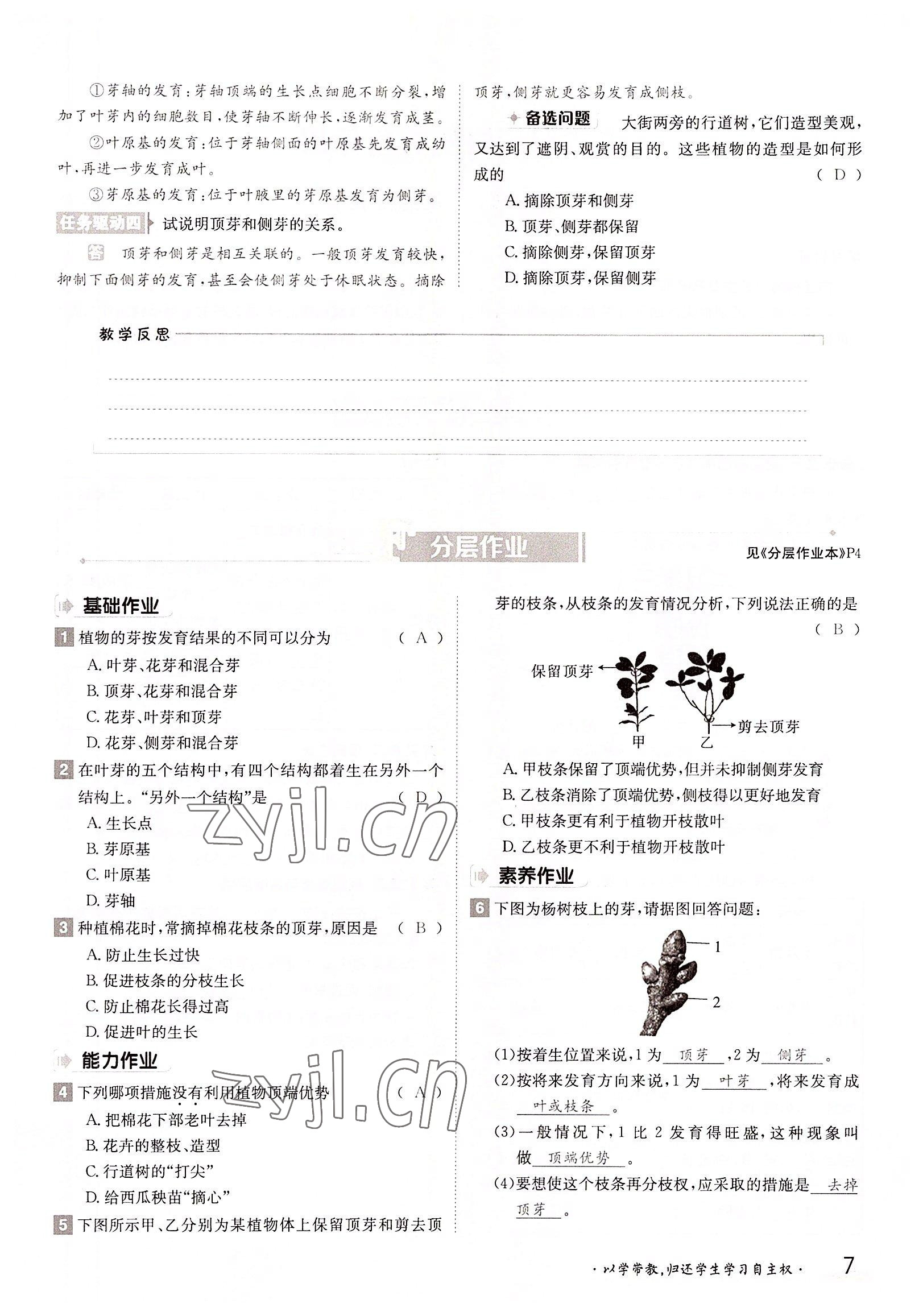 2022年三段六步导学案八年级生物上册冀少版 参考答案第7页