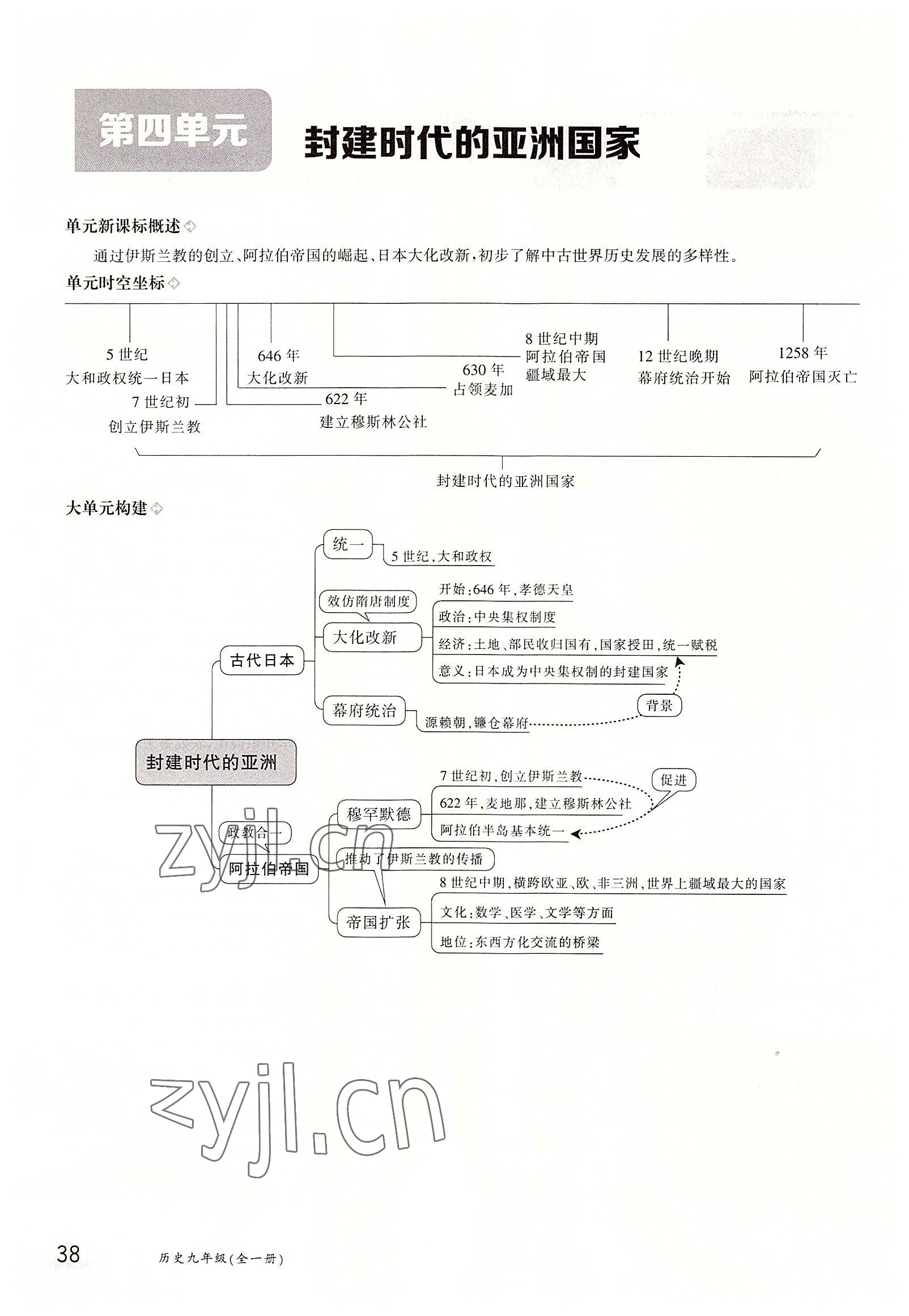 2022年三段六步導學案九年級歷史全一冊人教版 參考答案第38頁