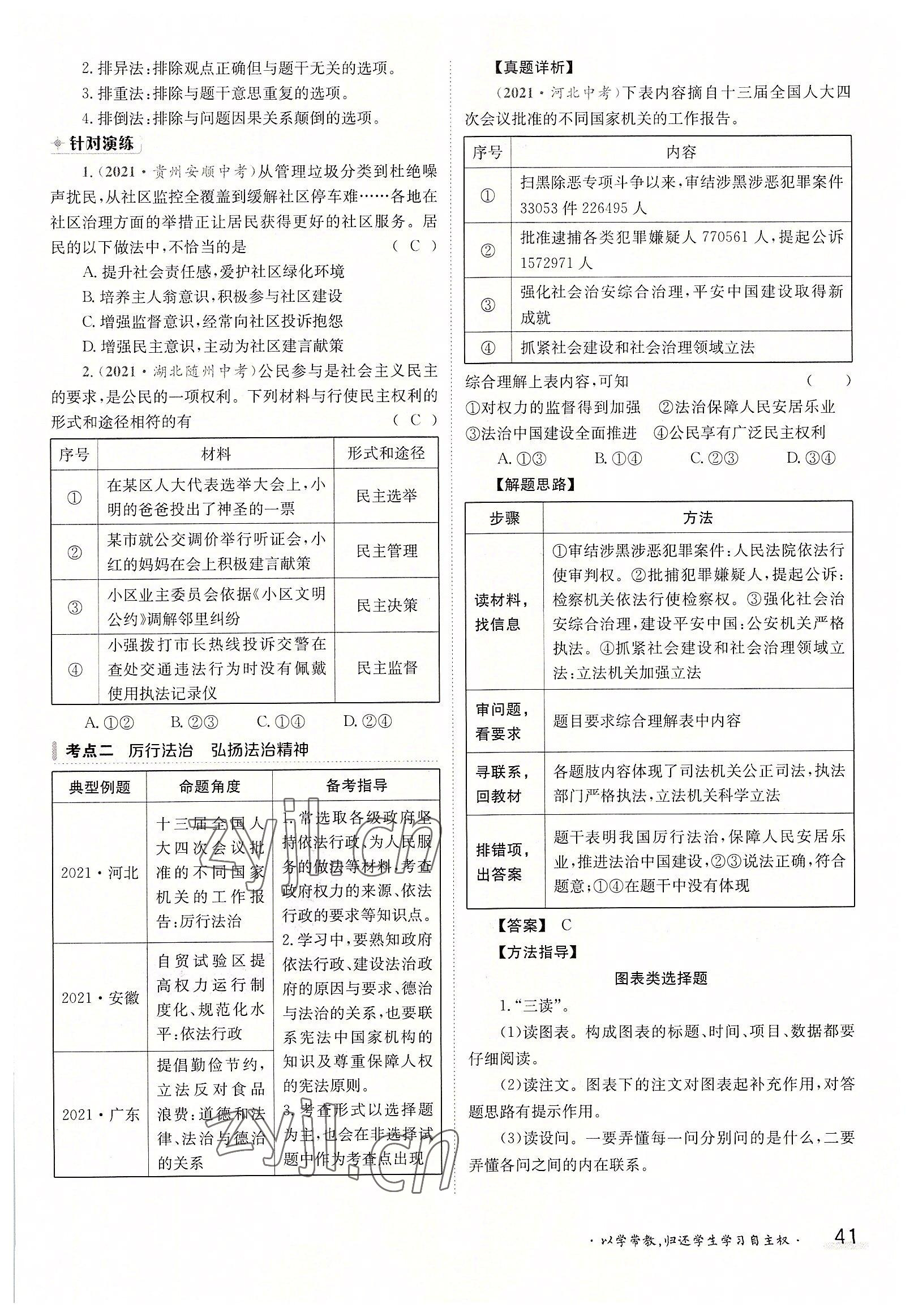 2022年三段六步導(dǎo)學(xué)案九年級(jí)道德與法治全一冊(cè)人教版 參考答案第41頁