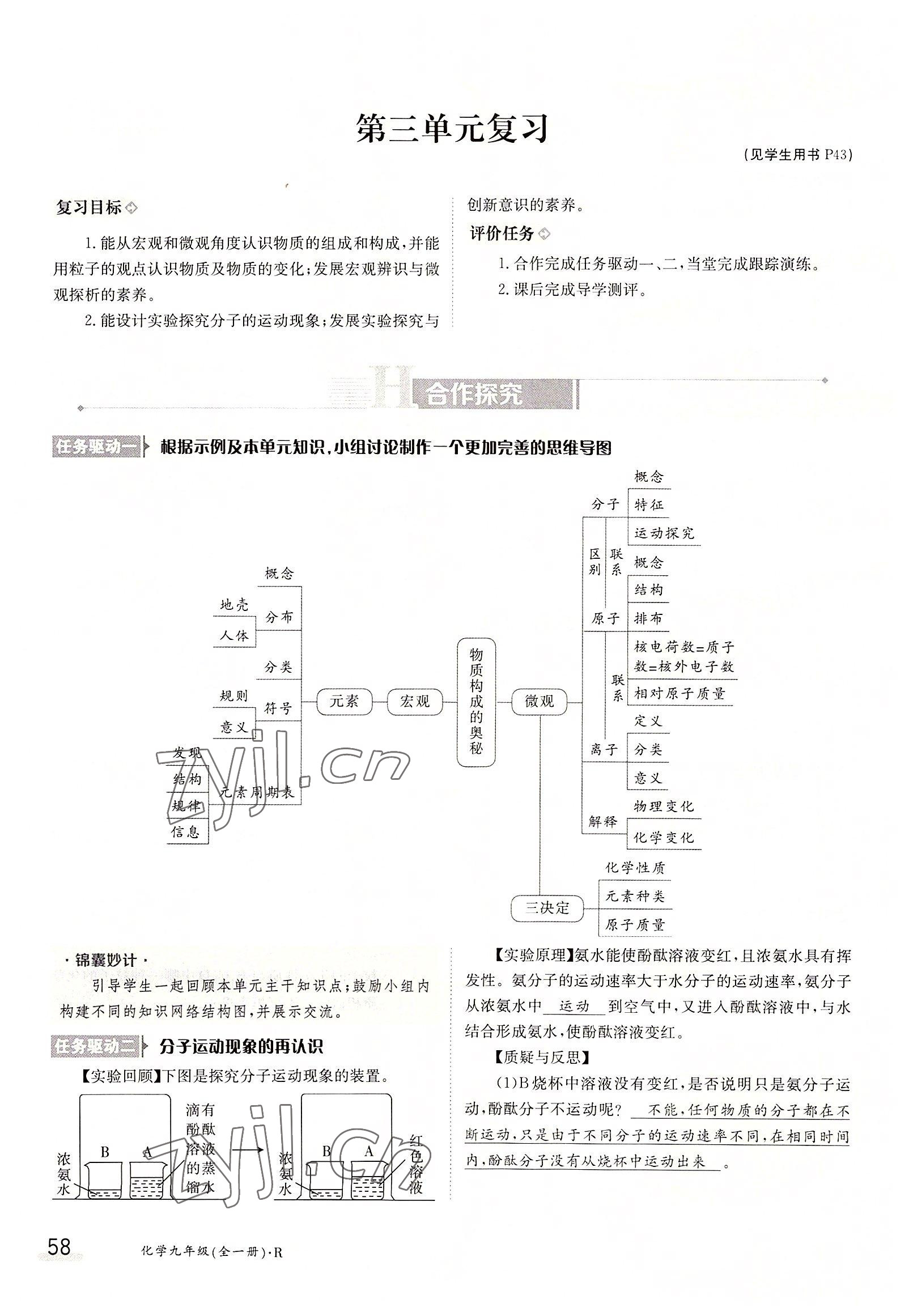 2022年三段六步導學案九年級化學全一冊人教版 參考答案第58頁