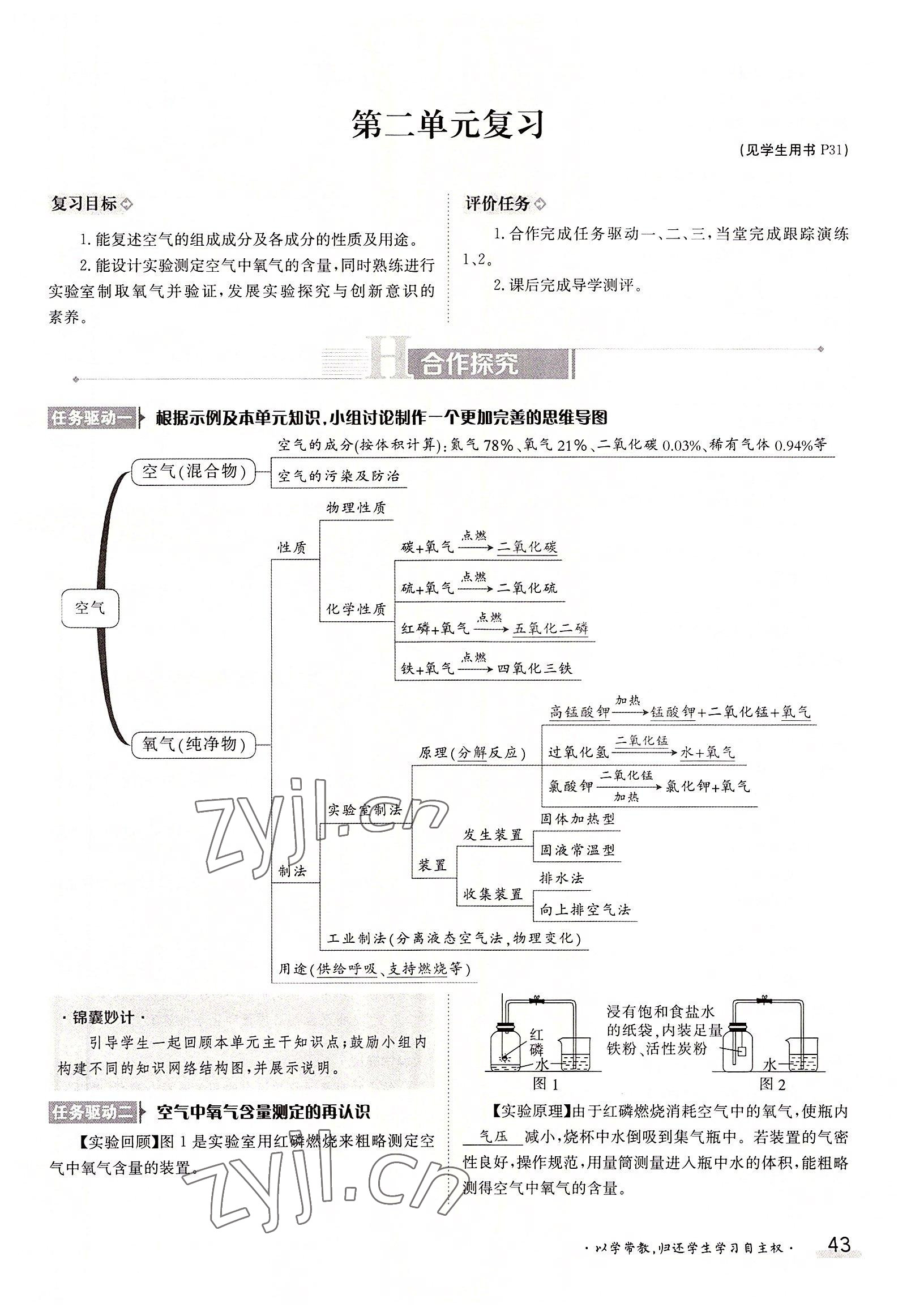 2022年三段六步導學案九年級化學全一冊人教版 參考答案第43頁