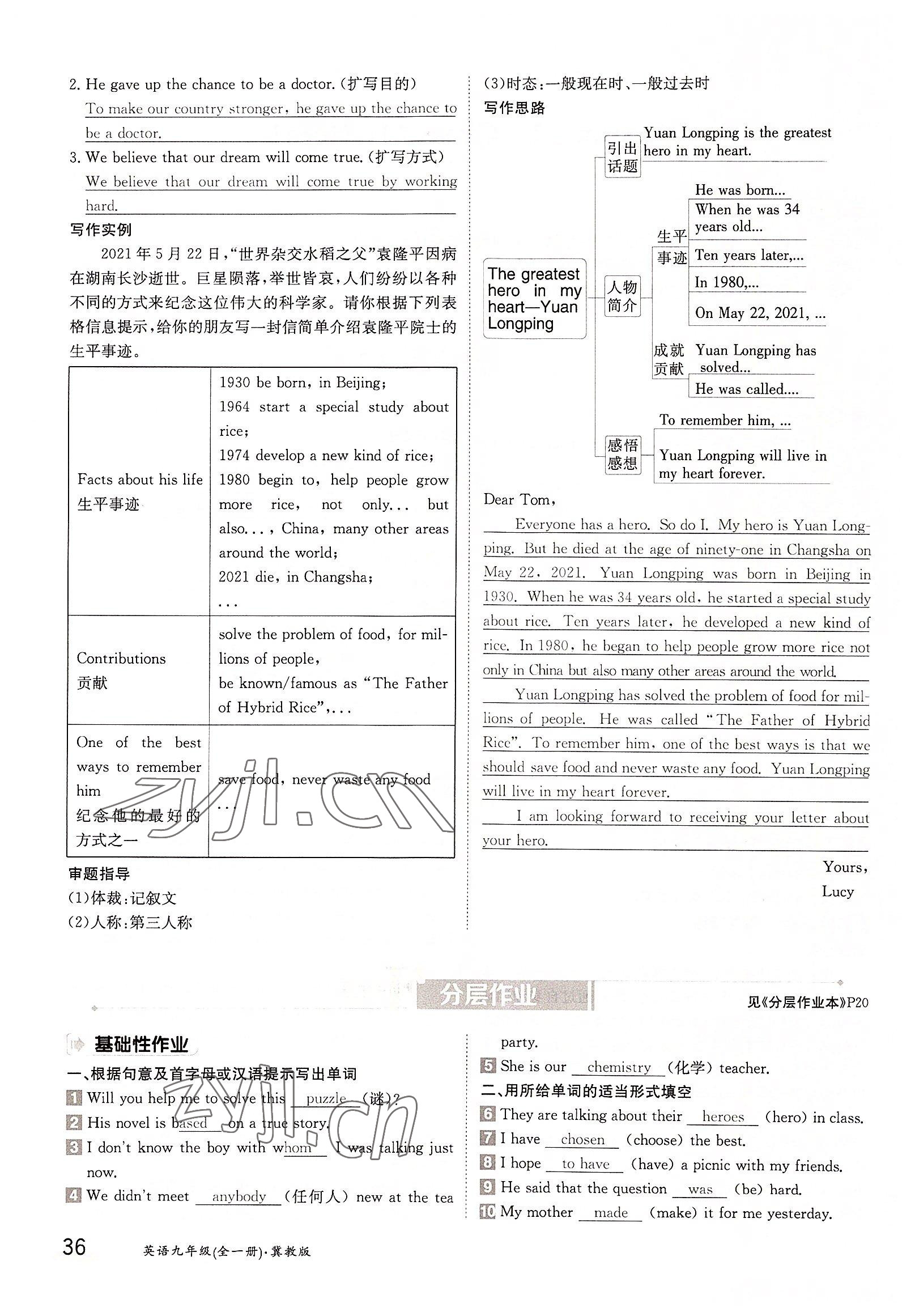 2022年三段六步導學案九年級英語全一冊冀教版 參考答案第36頁