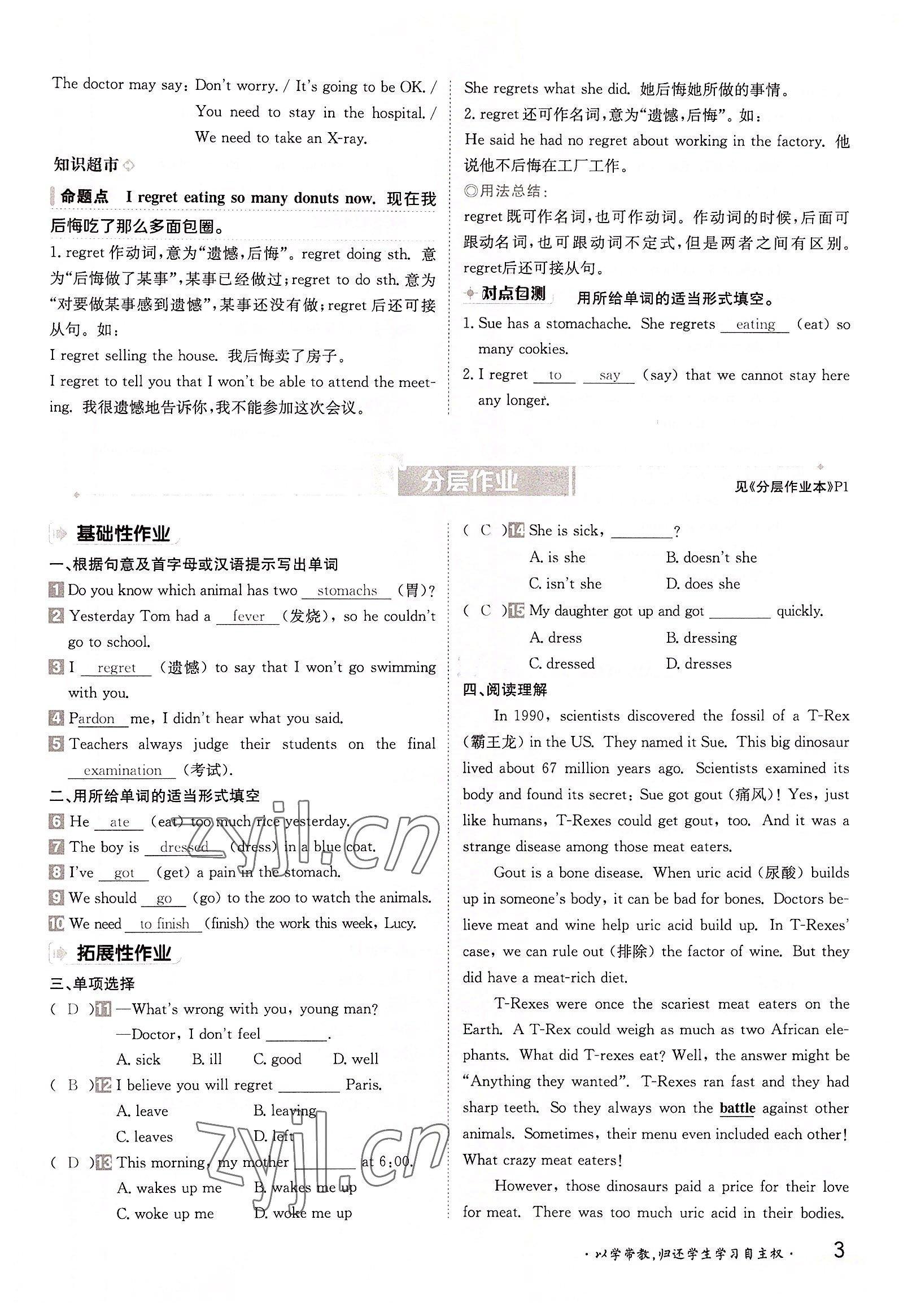 2022年三段六步導學案九年級英語全一冊冀教版 參考答案第3頁