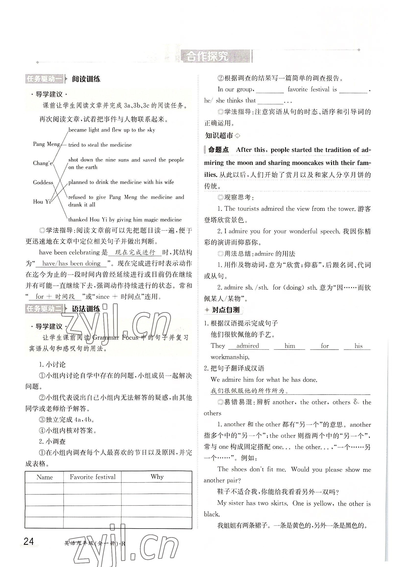2022年三段六步導學案九年級英語全一冊人教版 參考答案第24頁