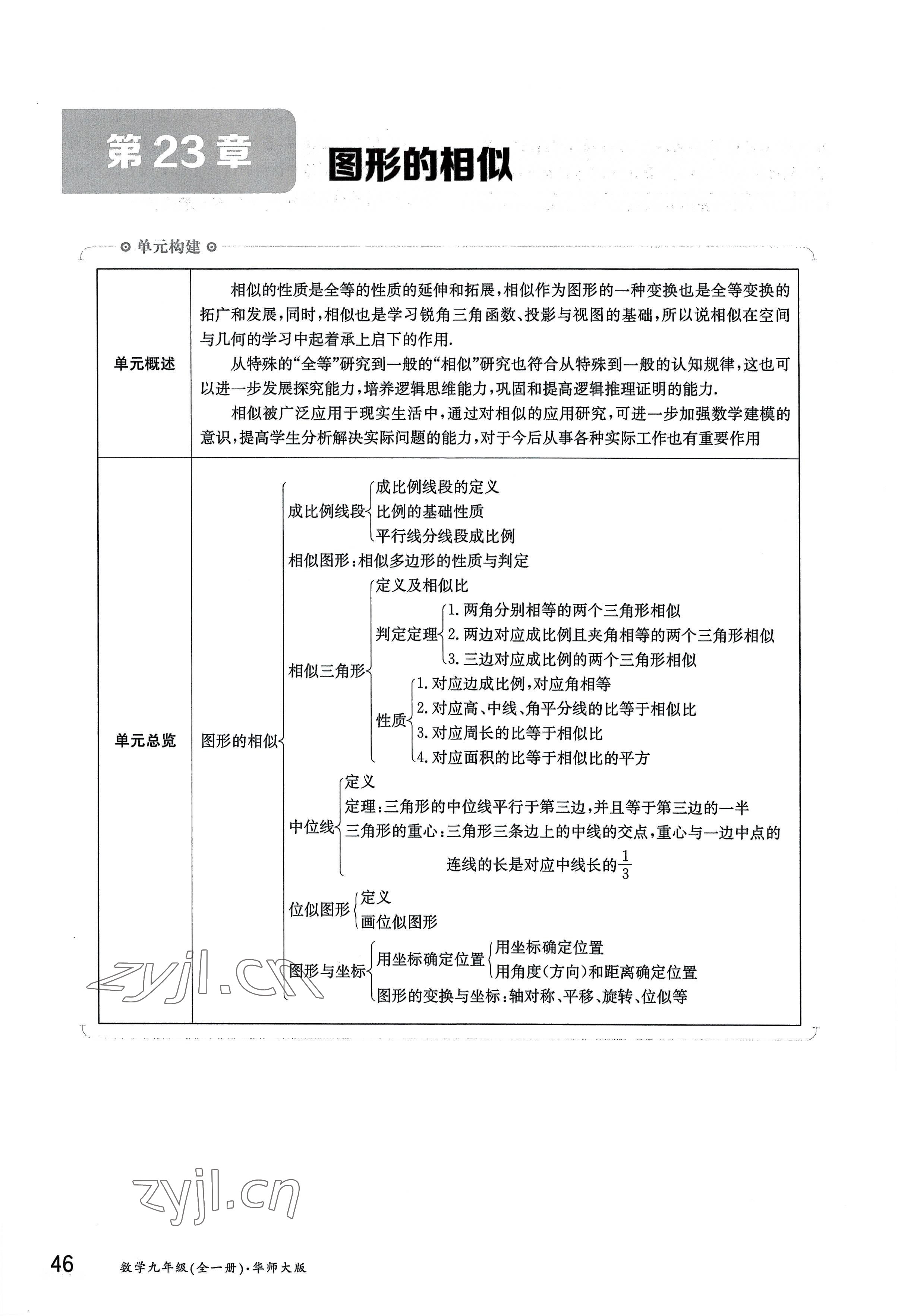 2022年三段六步導學案九年級數學全一冊華師大版 參考答案第46頁