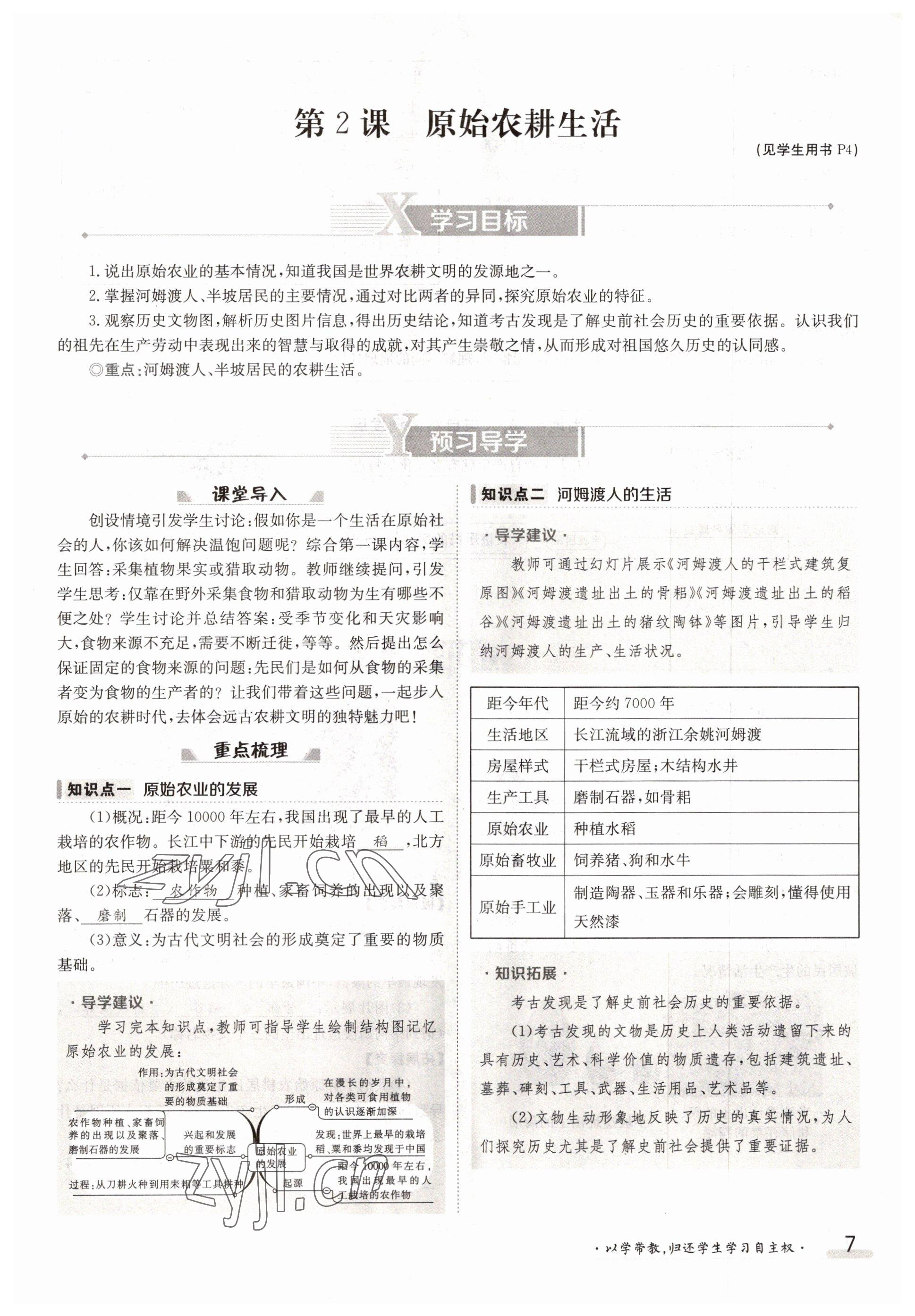 2022年金太陽分層作業本七年級歷史上冊人教版 參考答案第7頁