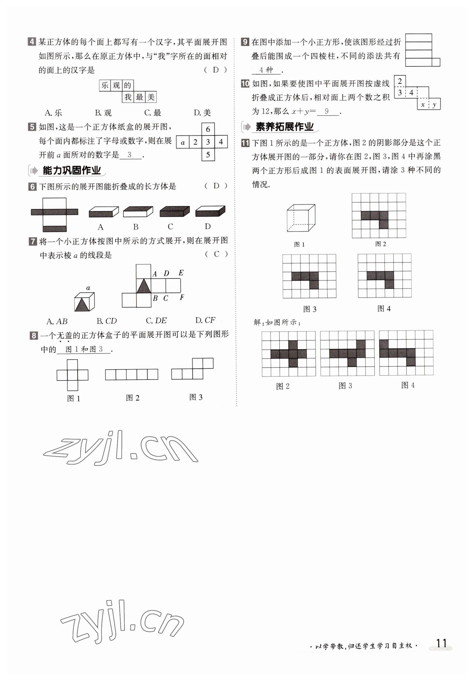 2022年金太陽分層作業本七年級數學上冊北師大版 第11頁
