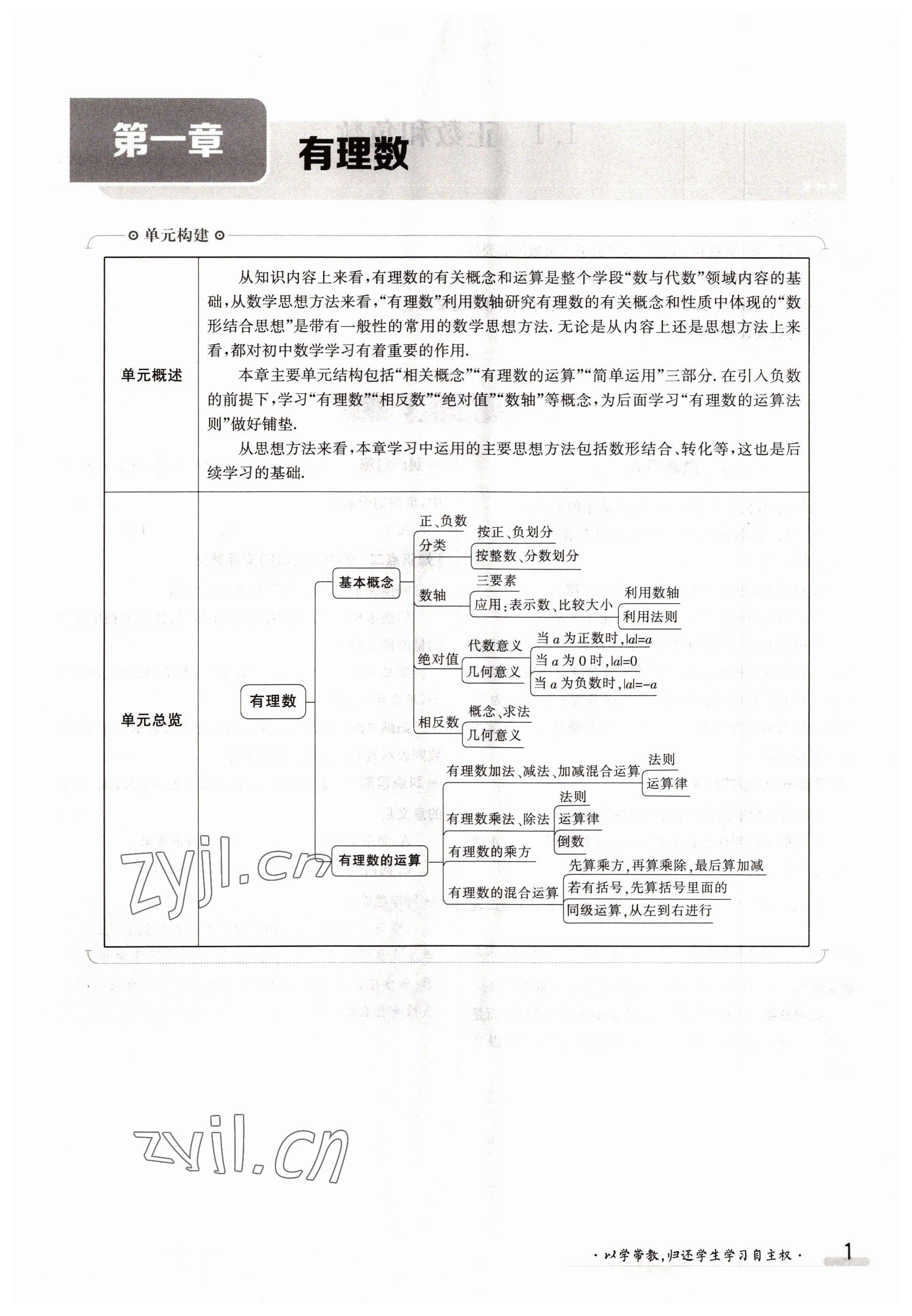 2022年金太陽分層作業(yè)本七年級(jí)數(shù)學(xué)上冊(cè)人教版 參考答案第1頁