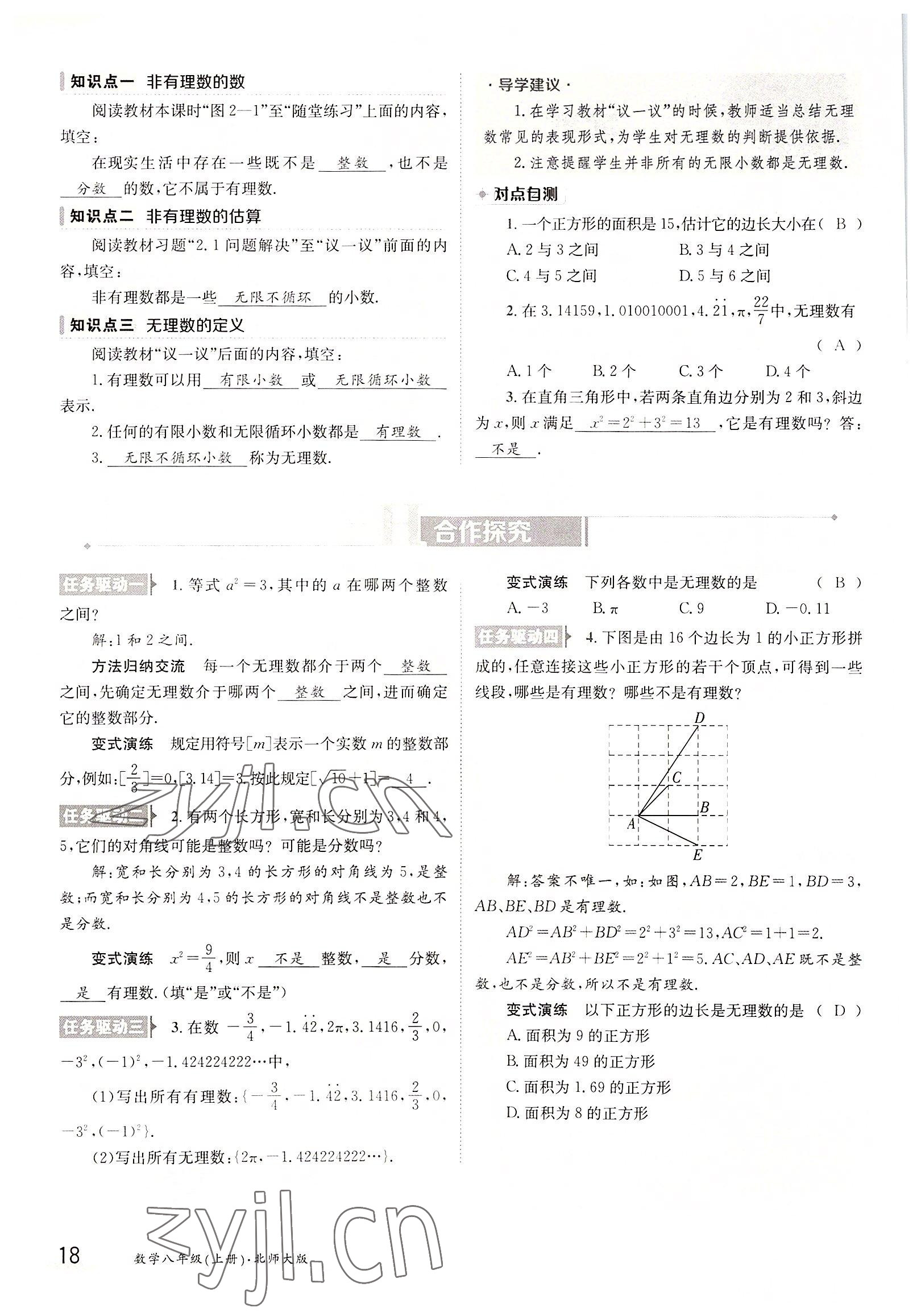 2022年金太陽分層作業本八年級數學上冊北師大版 參考答案第18頁