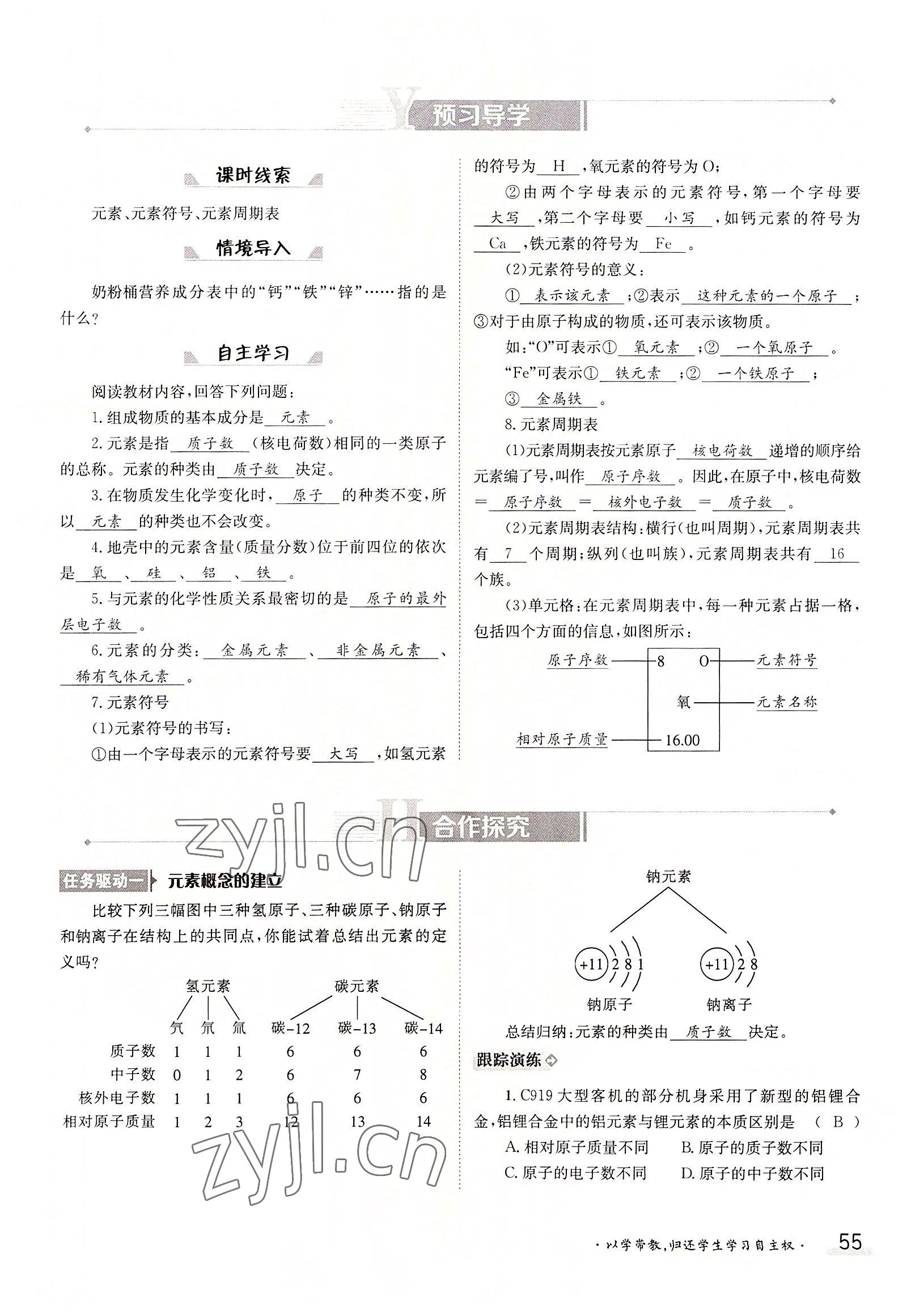 2022年金太陽分層作業(yè)本九年級化學全一冊人教版 參考答案第55頁