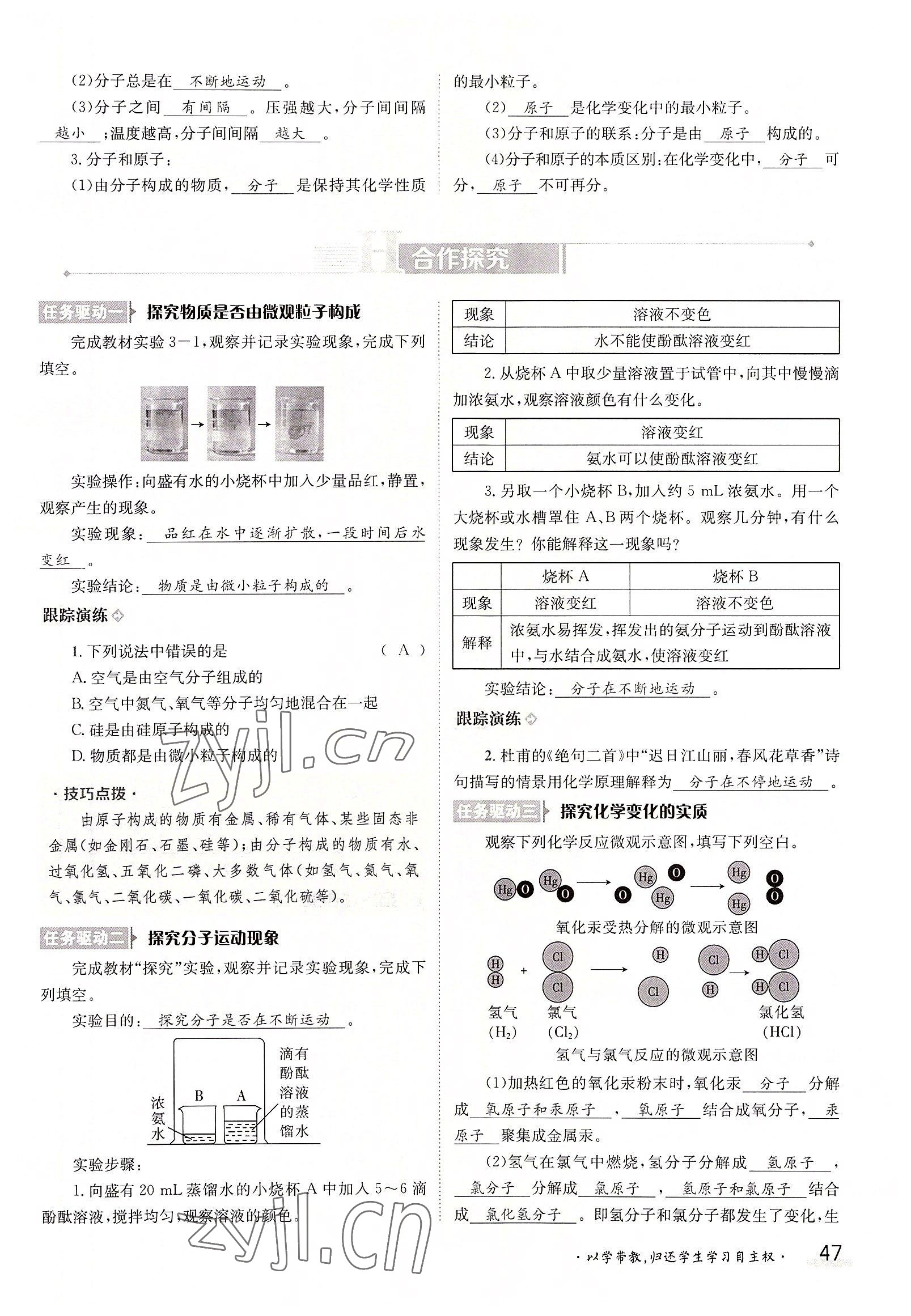 2022年金太陽分層作業(yè)本九年級化學(xué)全一冊人教版 參考答案第47頁