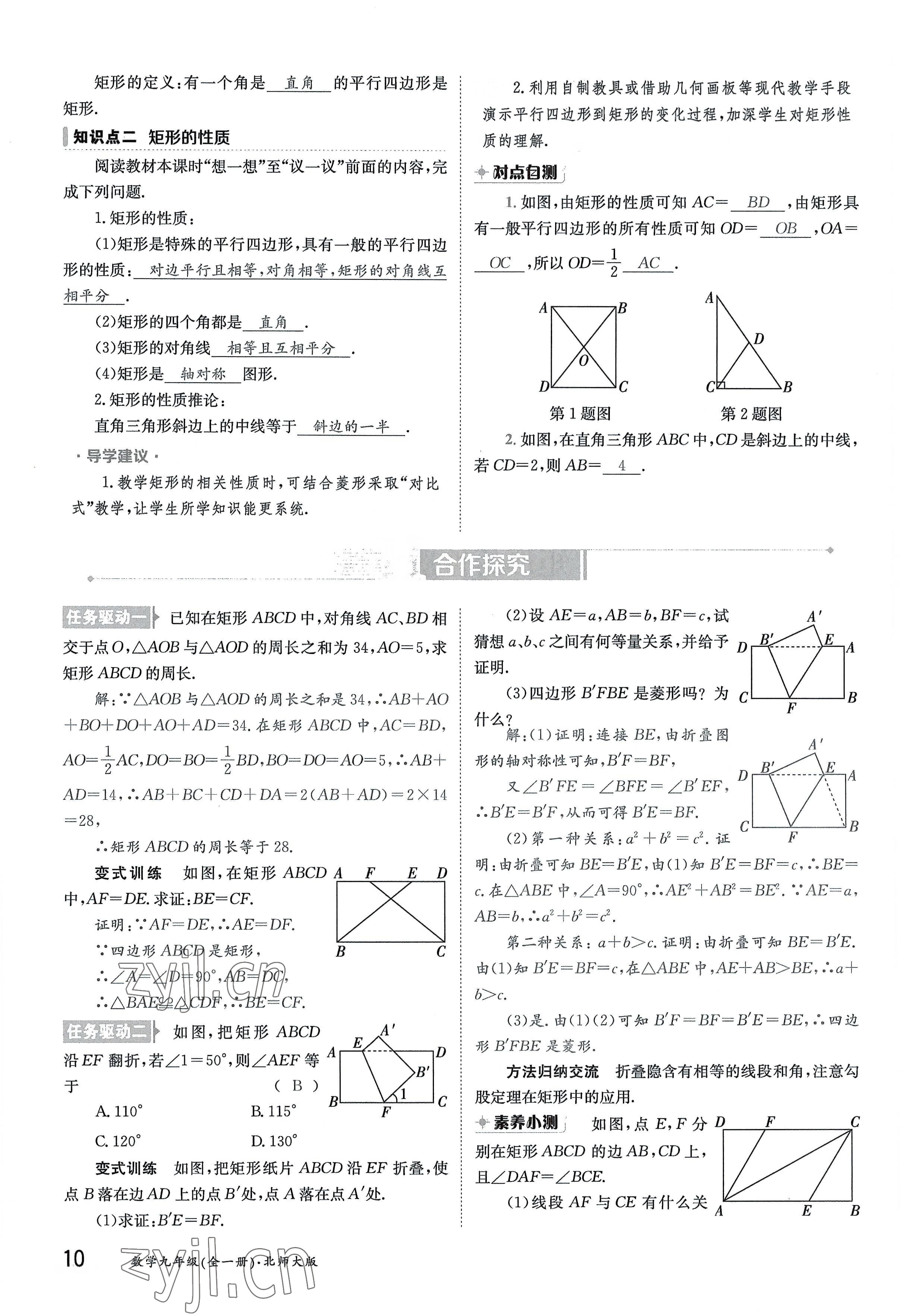 2022年金太陽分層作業(yè)本九年級數(shù)學全一冊北師大版 參考答案第10頁