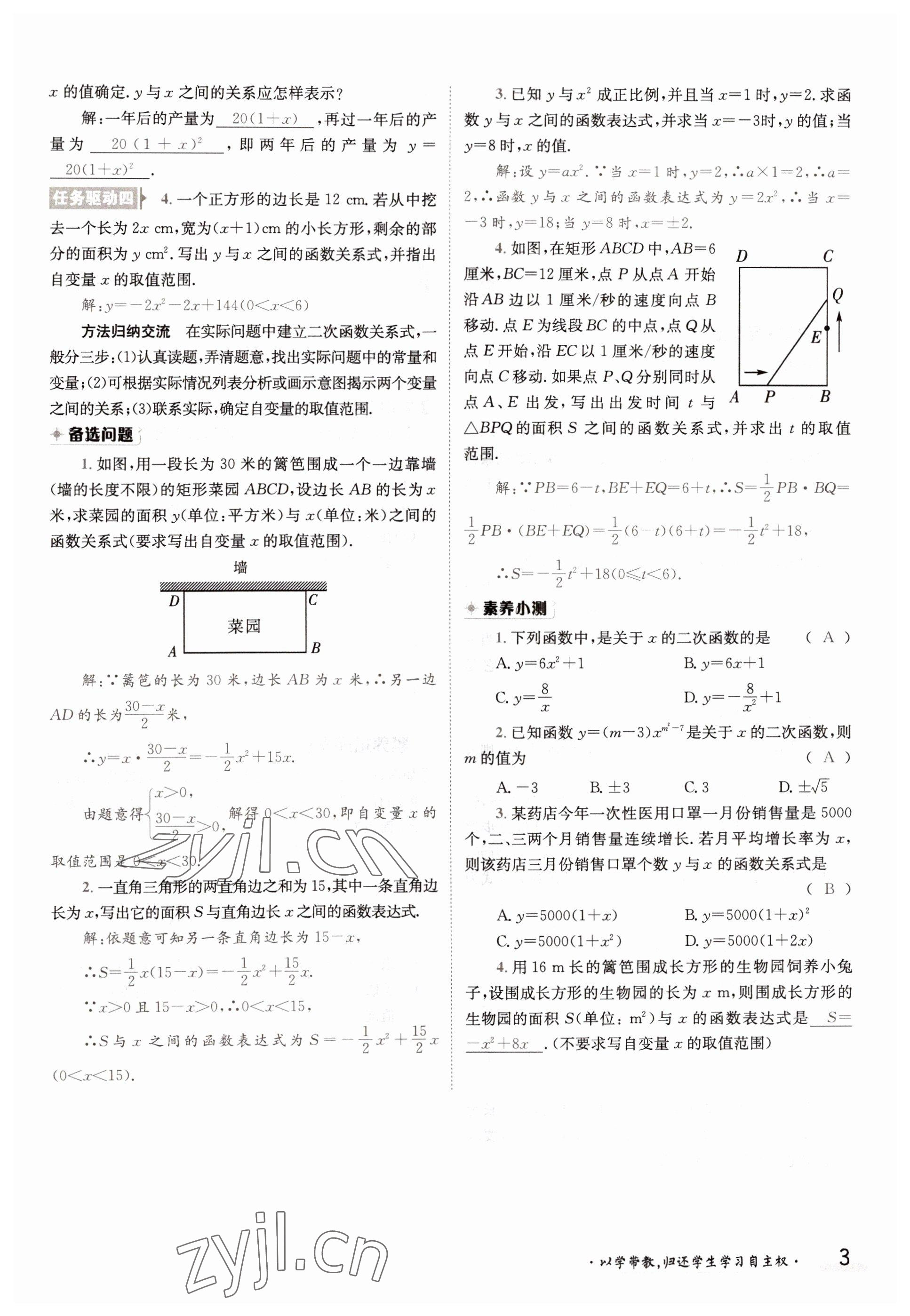 2022年金太陽分層作業(yè)本九年級數(shù)學(xué)全一冊滬科版 參考答案第3頁