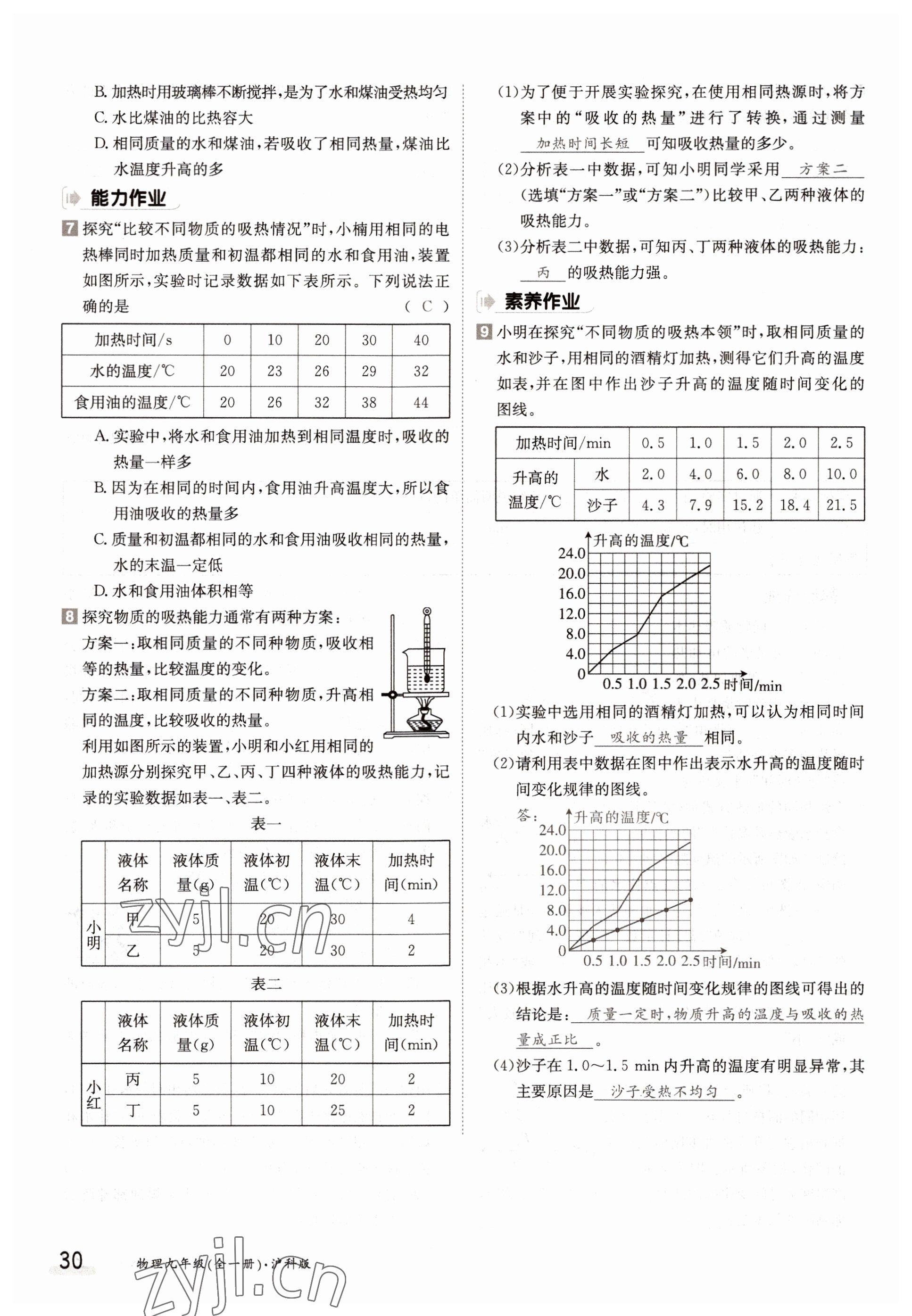 2022年金太陽分層作業(yè)本九年級物理全一冊滬科版 參考答案第30頁