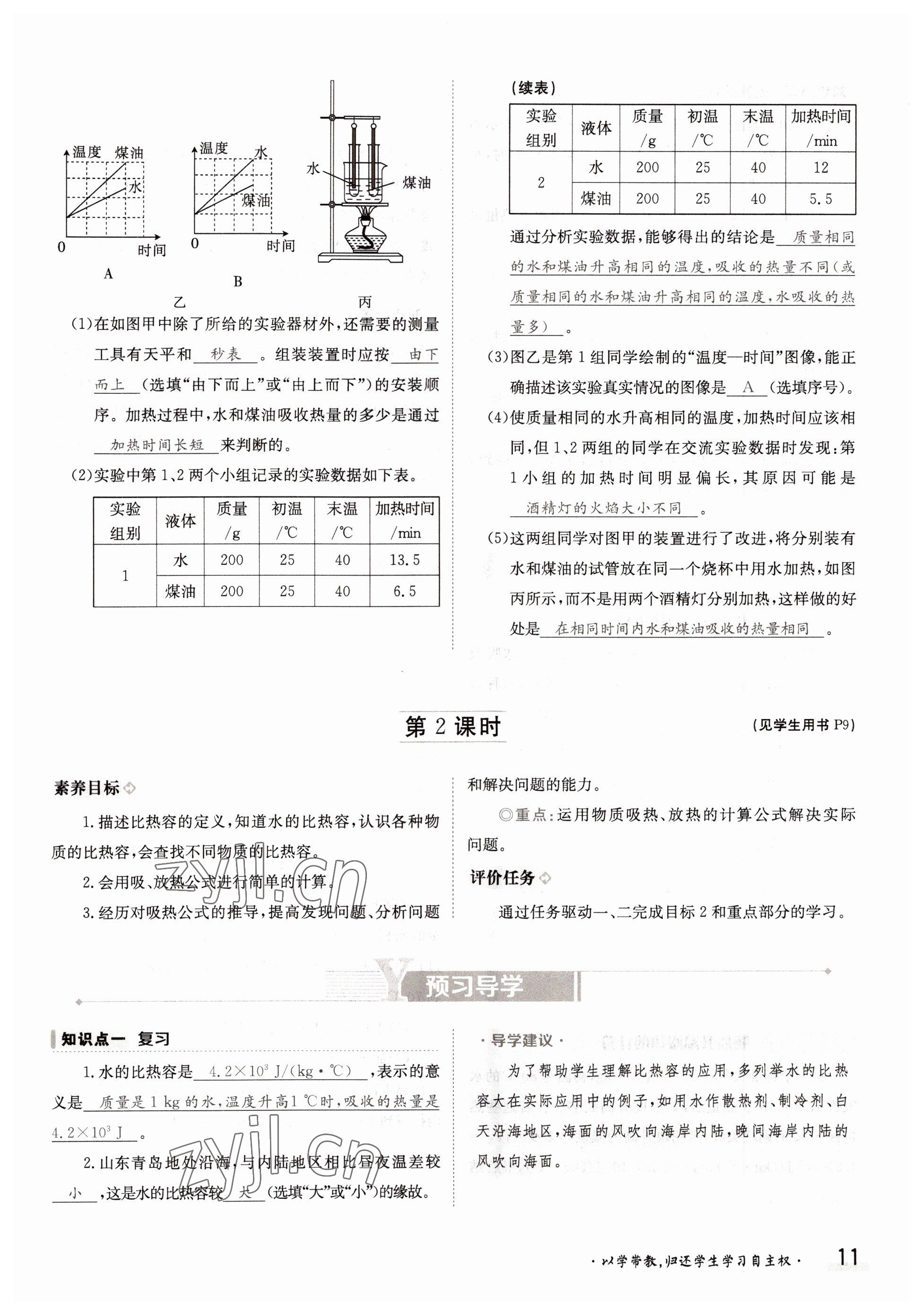 2022年金太陽分層作業(yè)本九年級(jí)物理全一冊(cè)教科版 參考答案第11頁