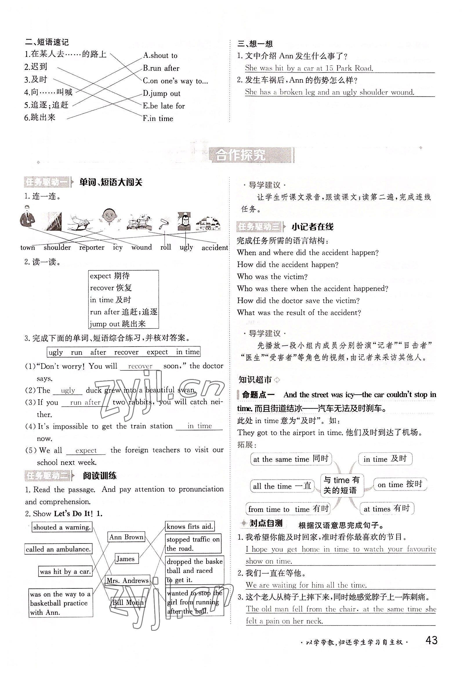 2022年金太陽分層作業(yè)本九年級英語全一冊冀教版 參考答案第43頁