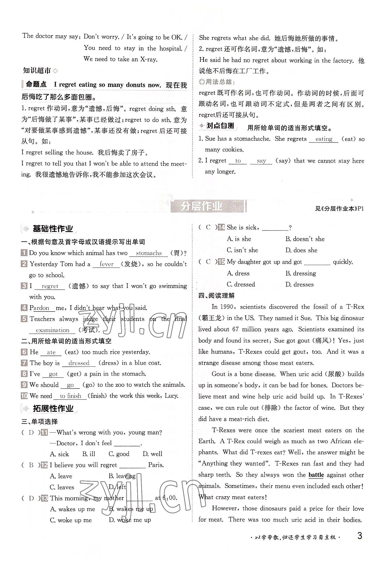 2022年三段六步導學測評九年級英語全一冊冀教版 參考答案第3頁