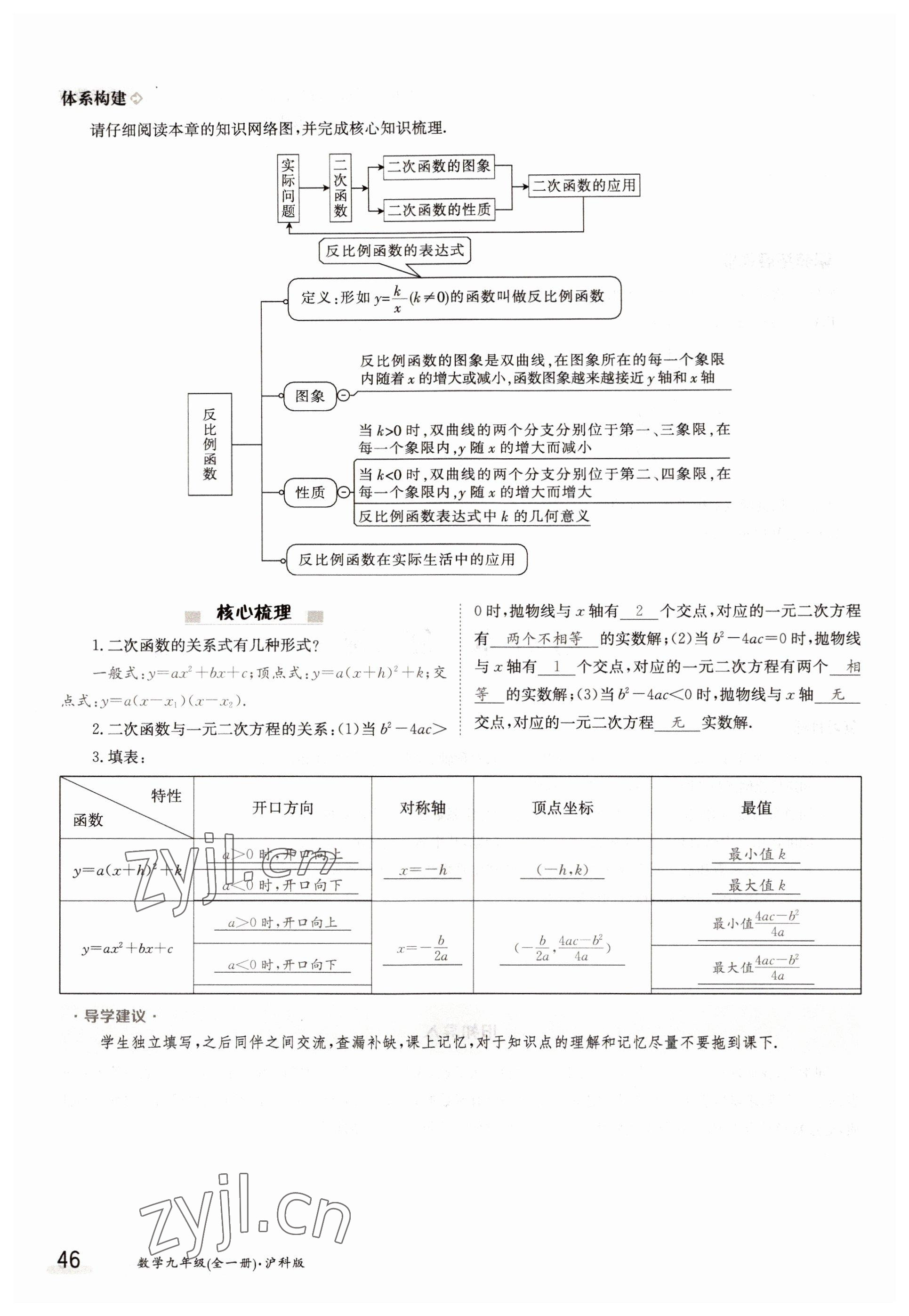 2022年三段六步導(dǎo)學(xué)測評九年級數(shù)學(xué)全一冊滬科版 參考答案第46頁