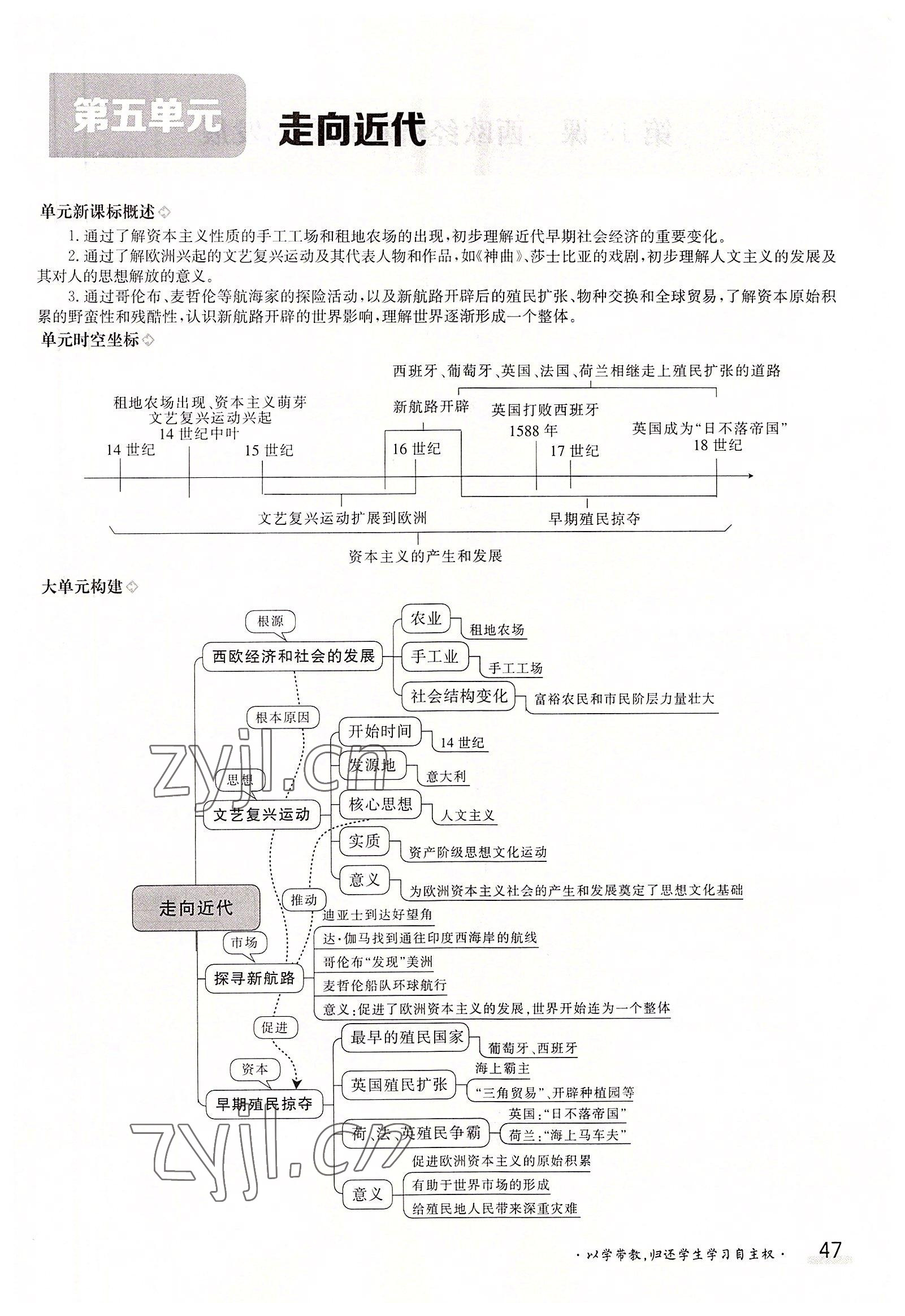 2022年三段六步導(dǎo)學(xué)測(cè)評(píng)九年級(jí)歷史全一冊(cè)人教版 參考答案第47頁(yè)