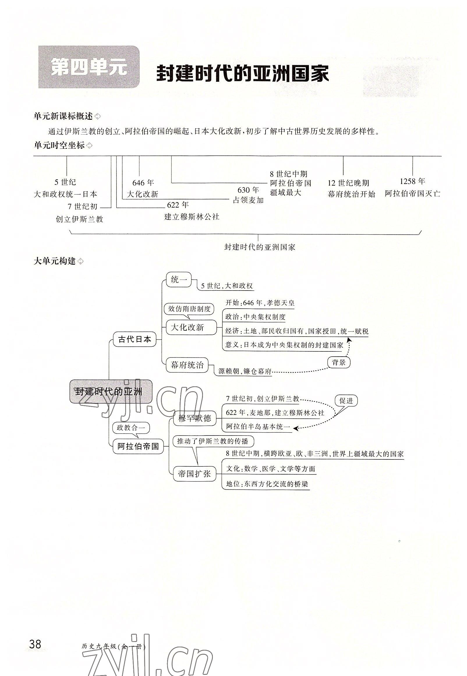 2022年三段六步導(dǎo)學(xué)測評九年級歷史全一冊人教版 參考答案第38頁