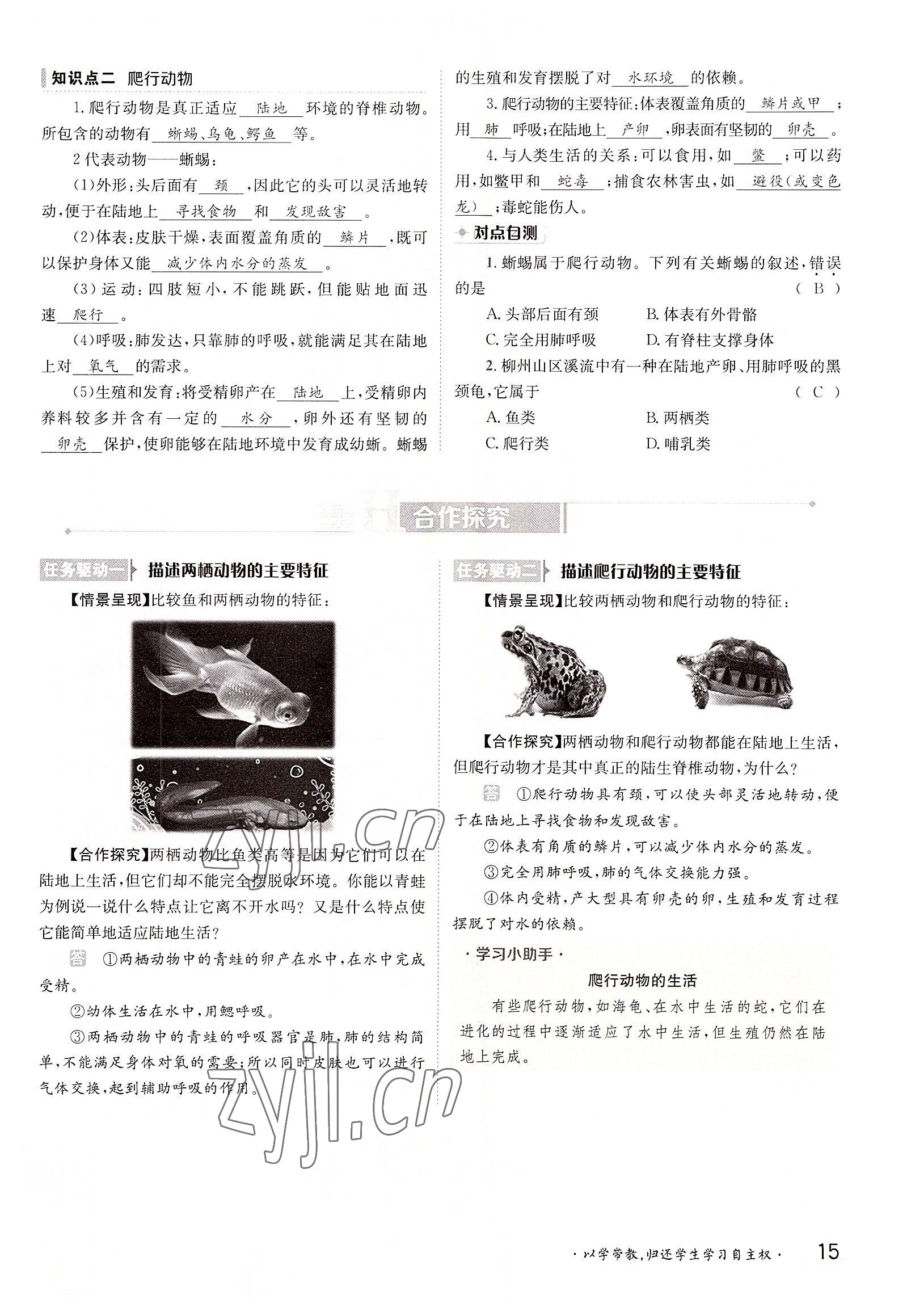 2022年三段六步導(dǎo)學(xué)測(cè)評(píng)八年級(jí)生物上冊(cè)人教版 參考答案第15頁(yè)