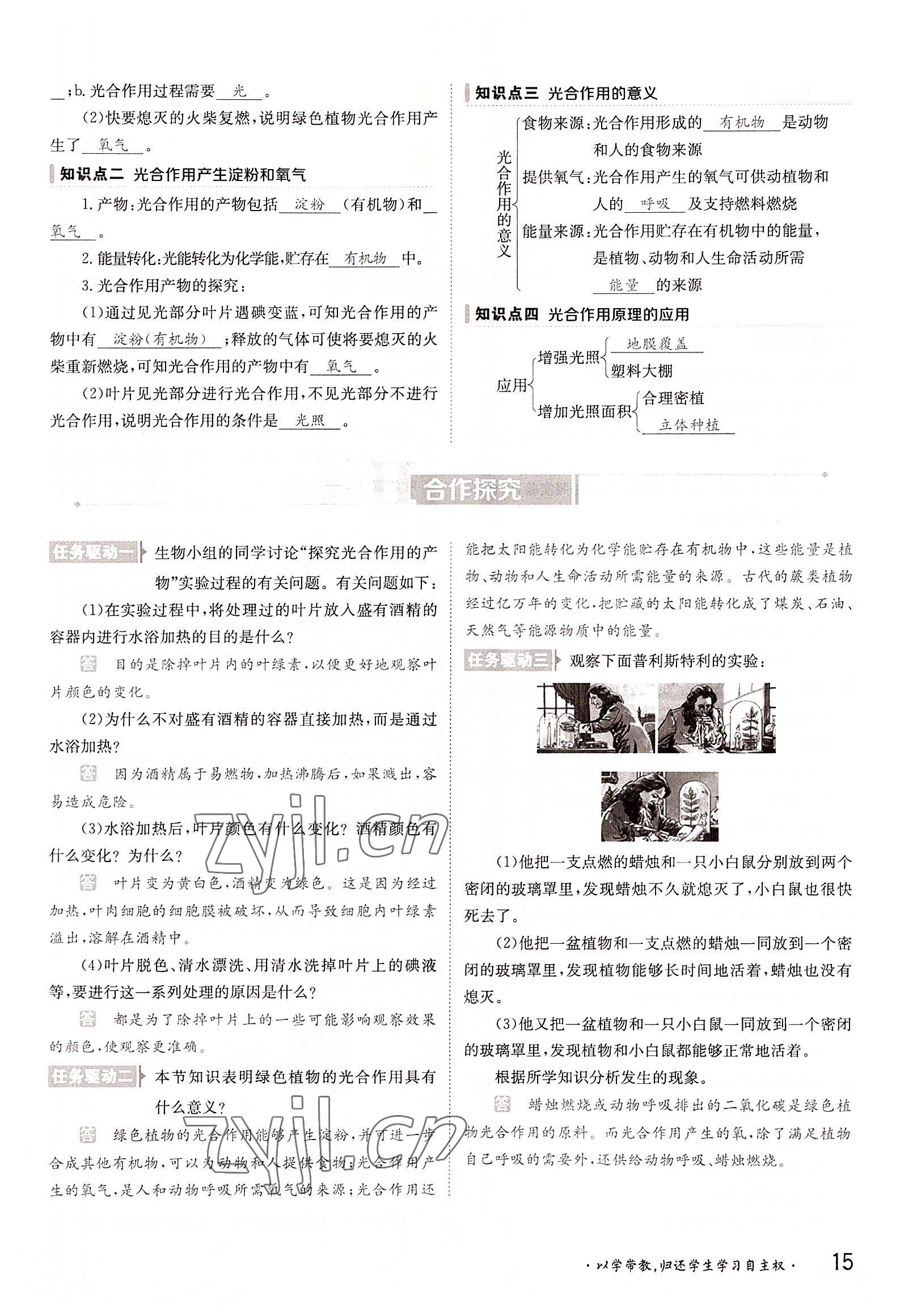 2022年三段六步導(dǎo)學(xué)測評八年級生物上冊冀少版&nbsp;參考答案第15頁