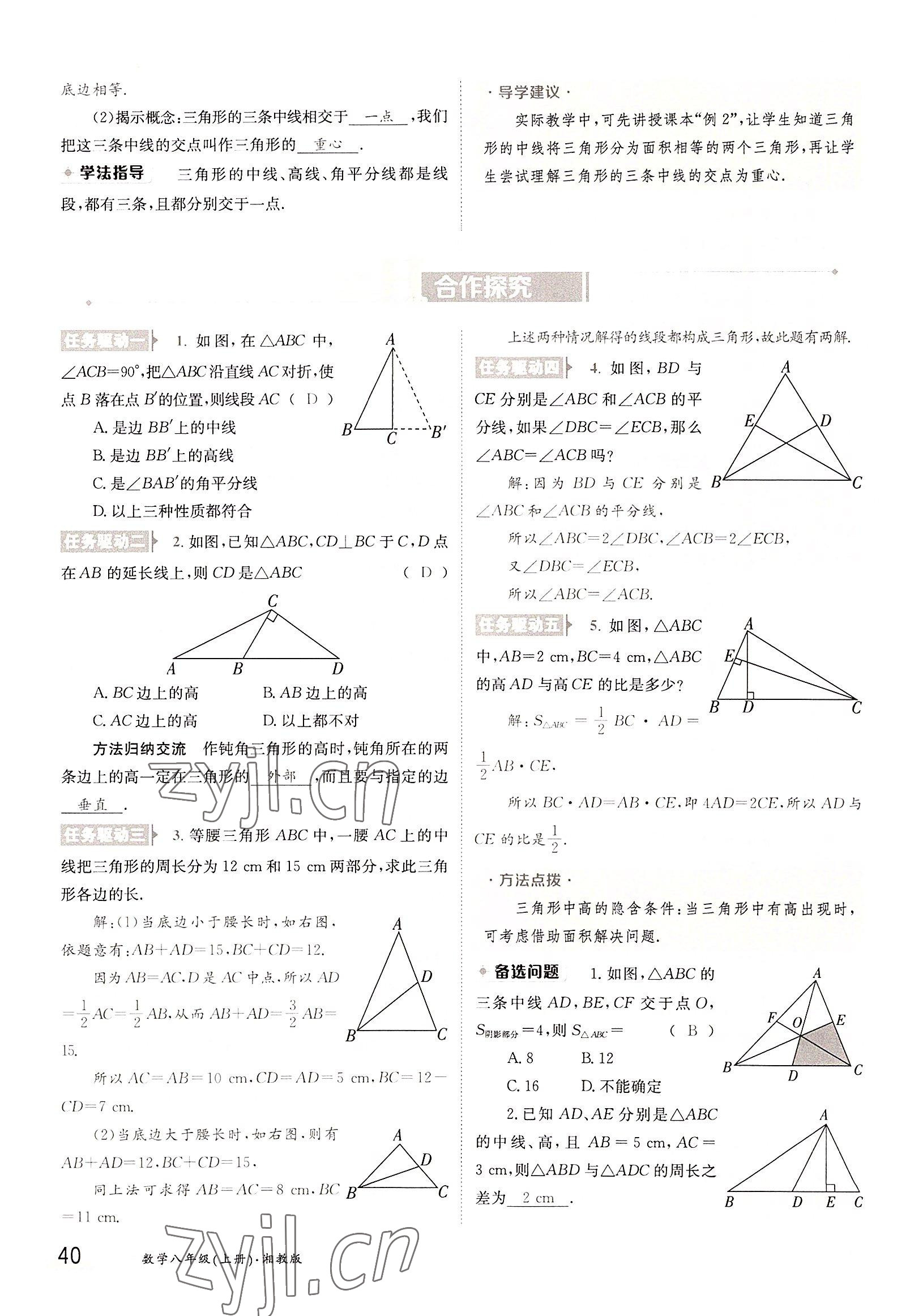 2022年三段六步導(dǎo)學(xué)測評八年級數(shù)學(xué)上冊湘教版 參考答案第40頁