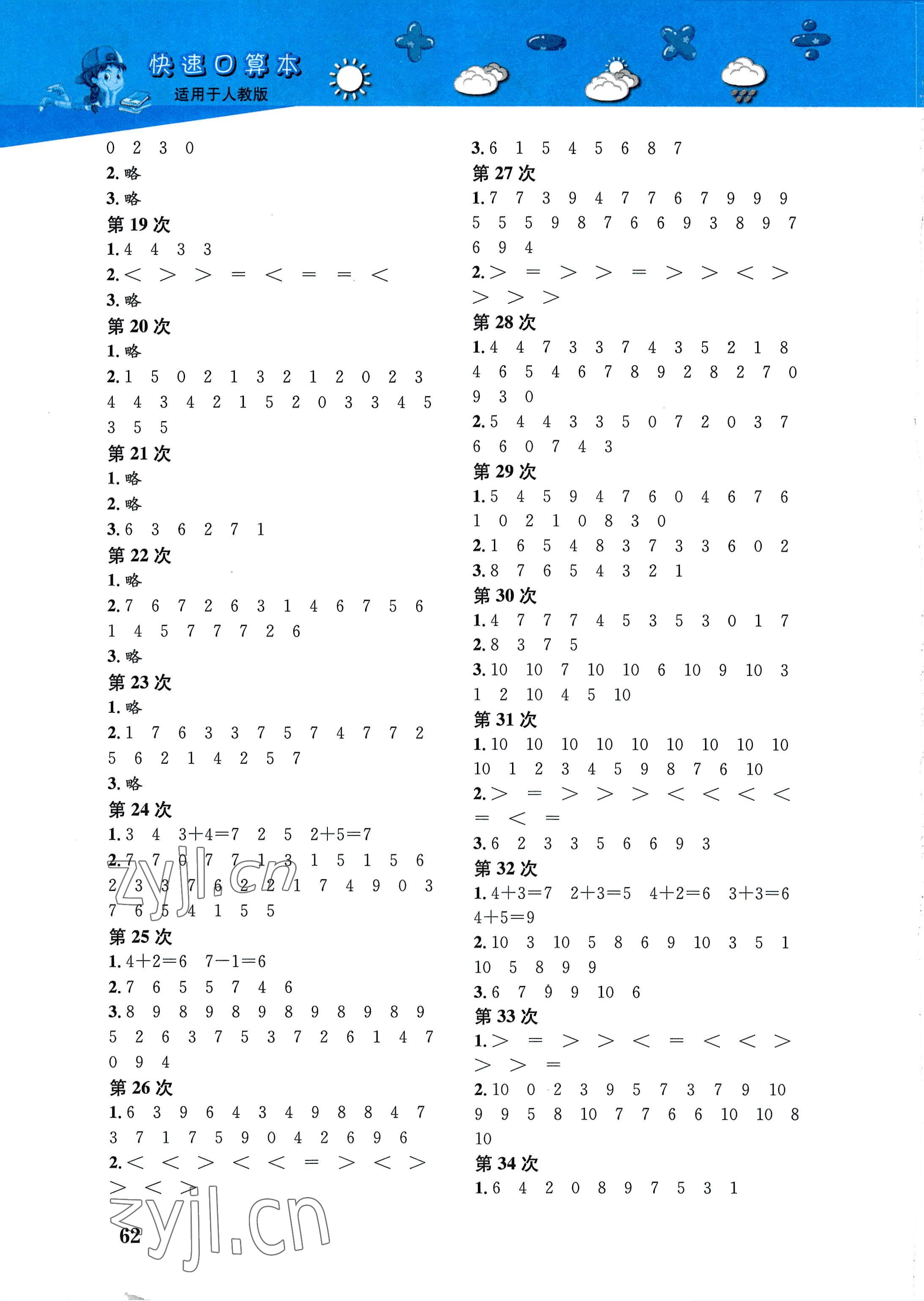 2022年快速口算本一年级上册人教版 第2页