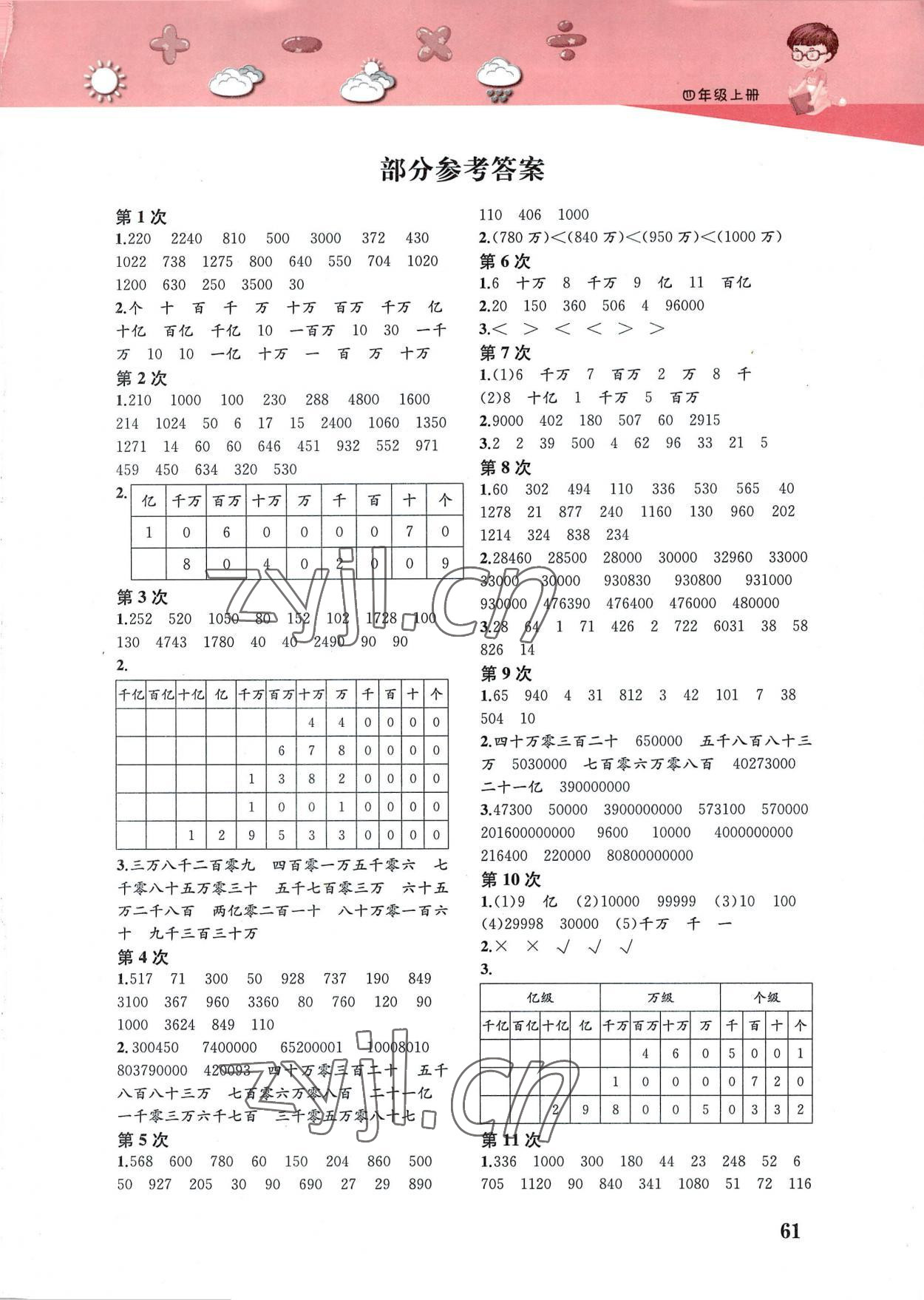 2022年快速口算本四年級上冊北師大版 第1頁