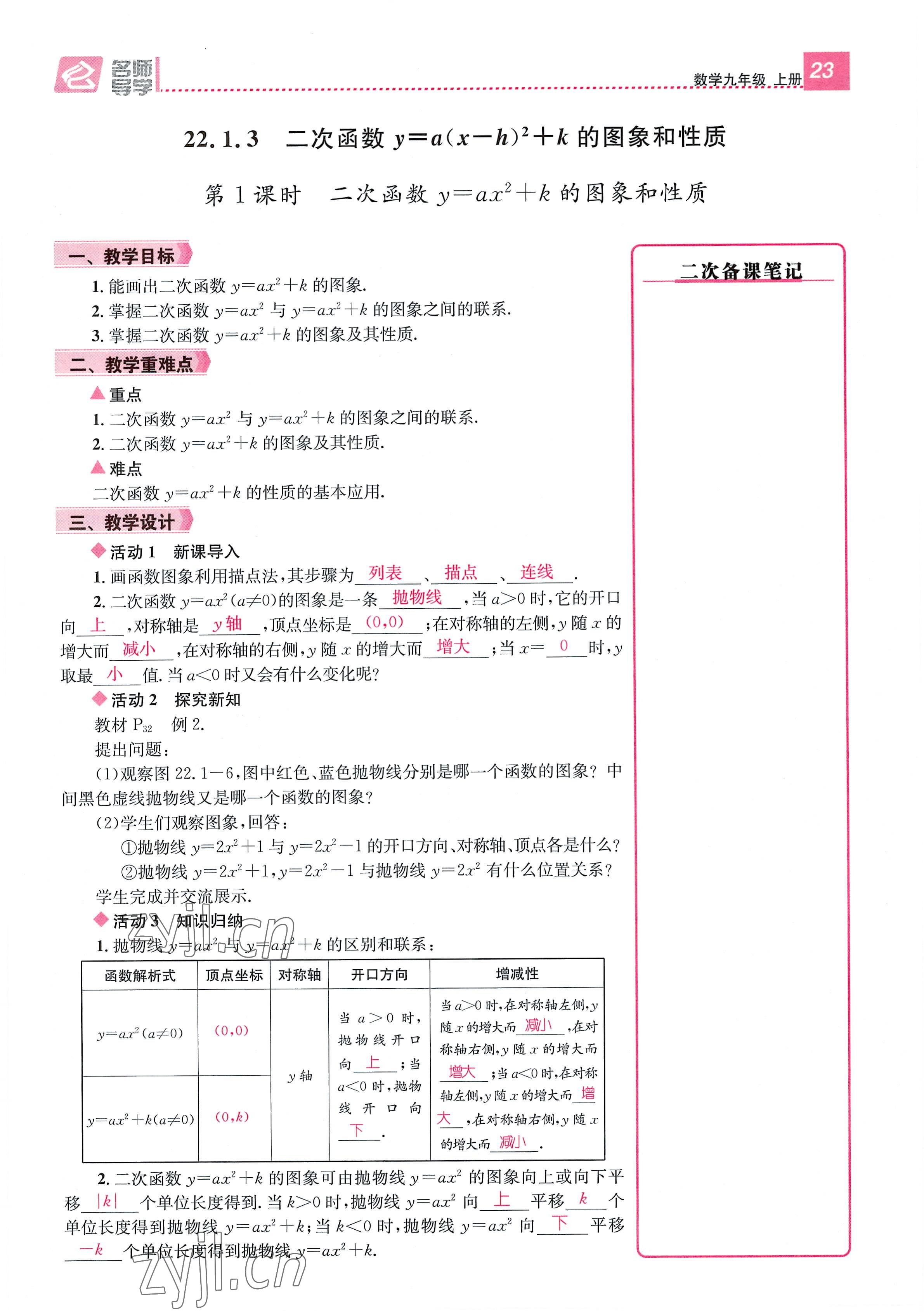 2022年名师测控九年级数学全一册人教版贵阳专版 参考答案第23页