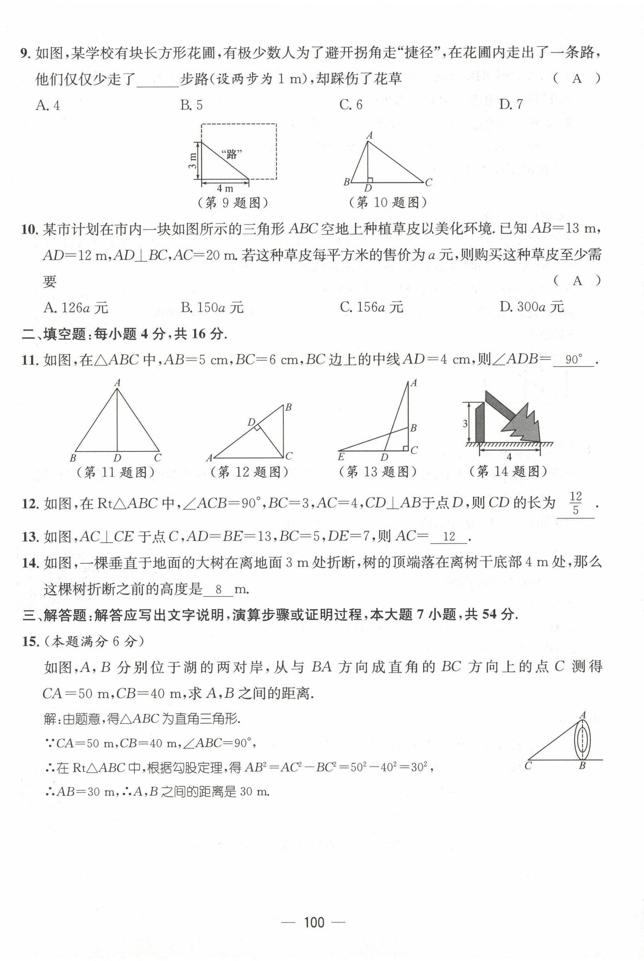 2022年名师测控八年级数学上册北师大版贵阳专版 参考答案第4页