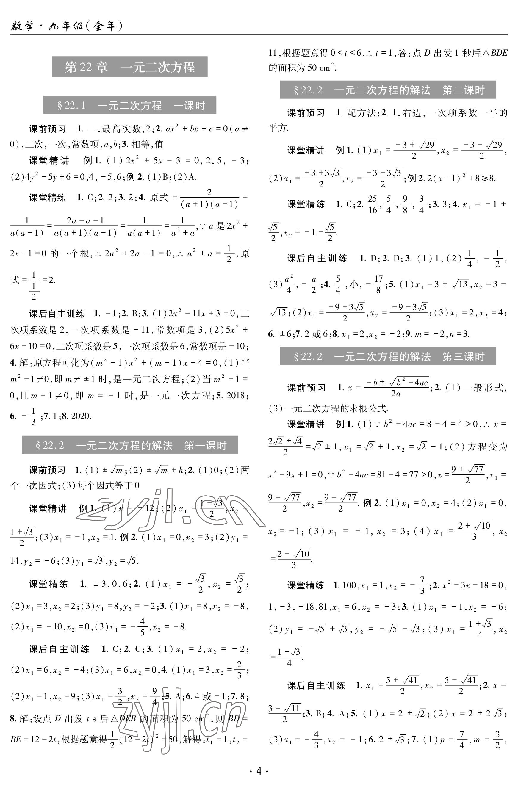 2022年理科爱好者九年级数学全一册华师大版第13期 参考答案第3页