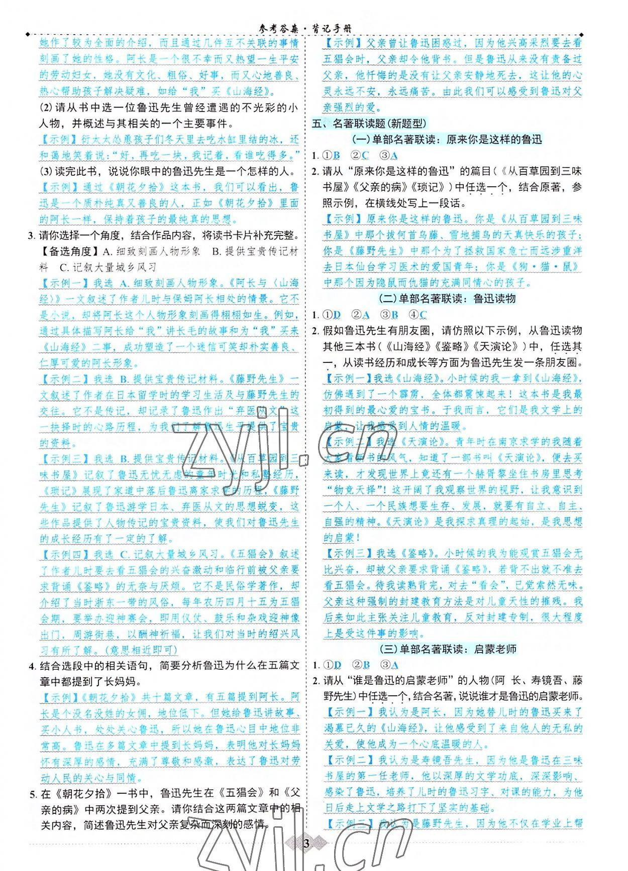 2023年初中達(dá)標(biāo)學(xué)案名著解讀一點通 參考答案第2頁