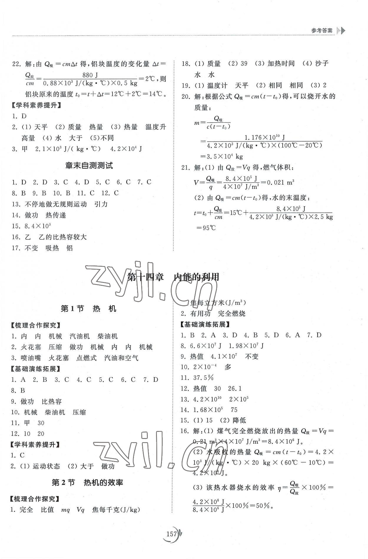 2022年同步練習(xí)冊(cè)山東科學(xué)技術(shù)出版社九年級(jí)物理全一冊(cè)人教版 參考答案第2頁